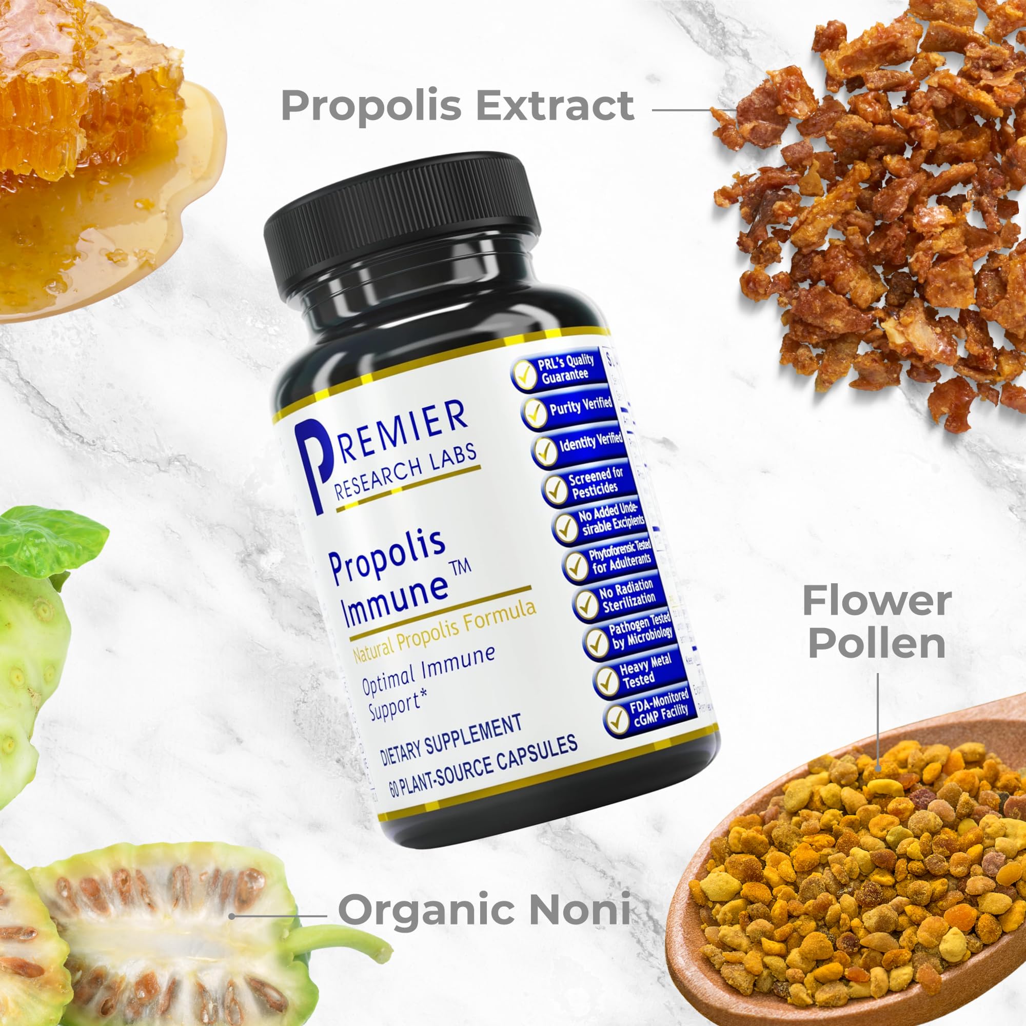 Premier Research Labs Propolis Immune - Bee Propolis Capsules, Bee Pollen Supplement, Propolis Extract Pills for Women & Men, Promotes Immune Health - 60 Vegetarian Capsules Premier Research Labs uk supplements