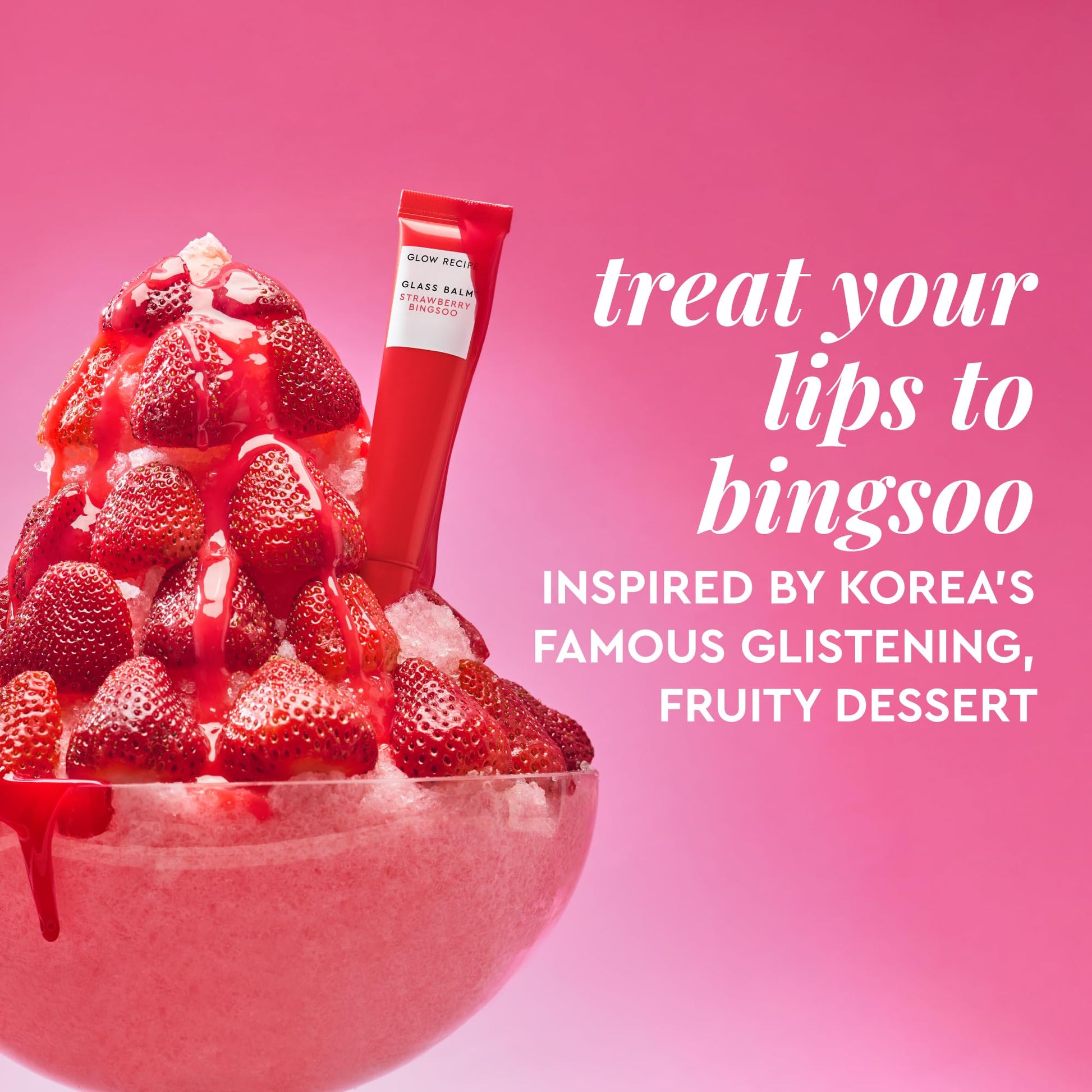 Glow Recipe Glass Balm Lip Treatment - 12Hr Hydrating Lip Balm & Moisturizer with Hyaluronic Acid to Smooth, Plump & Protect from Dryness - Sheer Pinky Red Tint, Strawberry Bingsoo (15 ml) Glow Recipe uk supplements