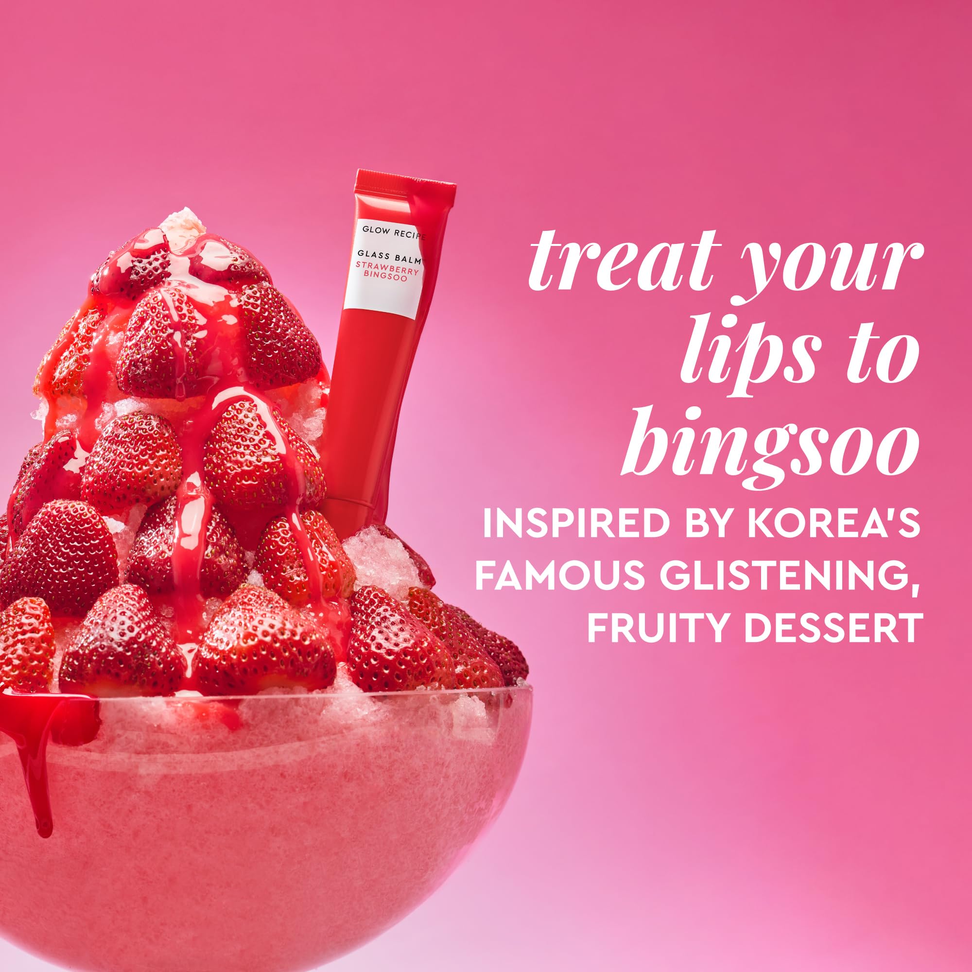 Glow Recipe Glass Balm Lip Treatment - 12Hr Hydrating Lip Balm & Moisturizer with Hyaluronic Acid to Smooth, Plump & Protect from Dryness - Sheer Pinky Red Tint, Strawberry Bingsoo (15 ml) Glow Recipe uk supplements