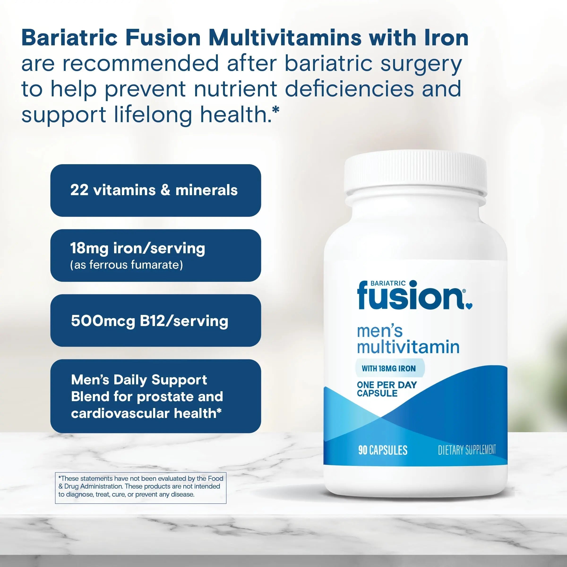 Bariatric Fusion One Per Day Bariatric Multivitamin with Iron for Men | with Prostate and Heart Support Vitamins* | Bariatric Fusion uk supplements