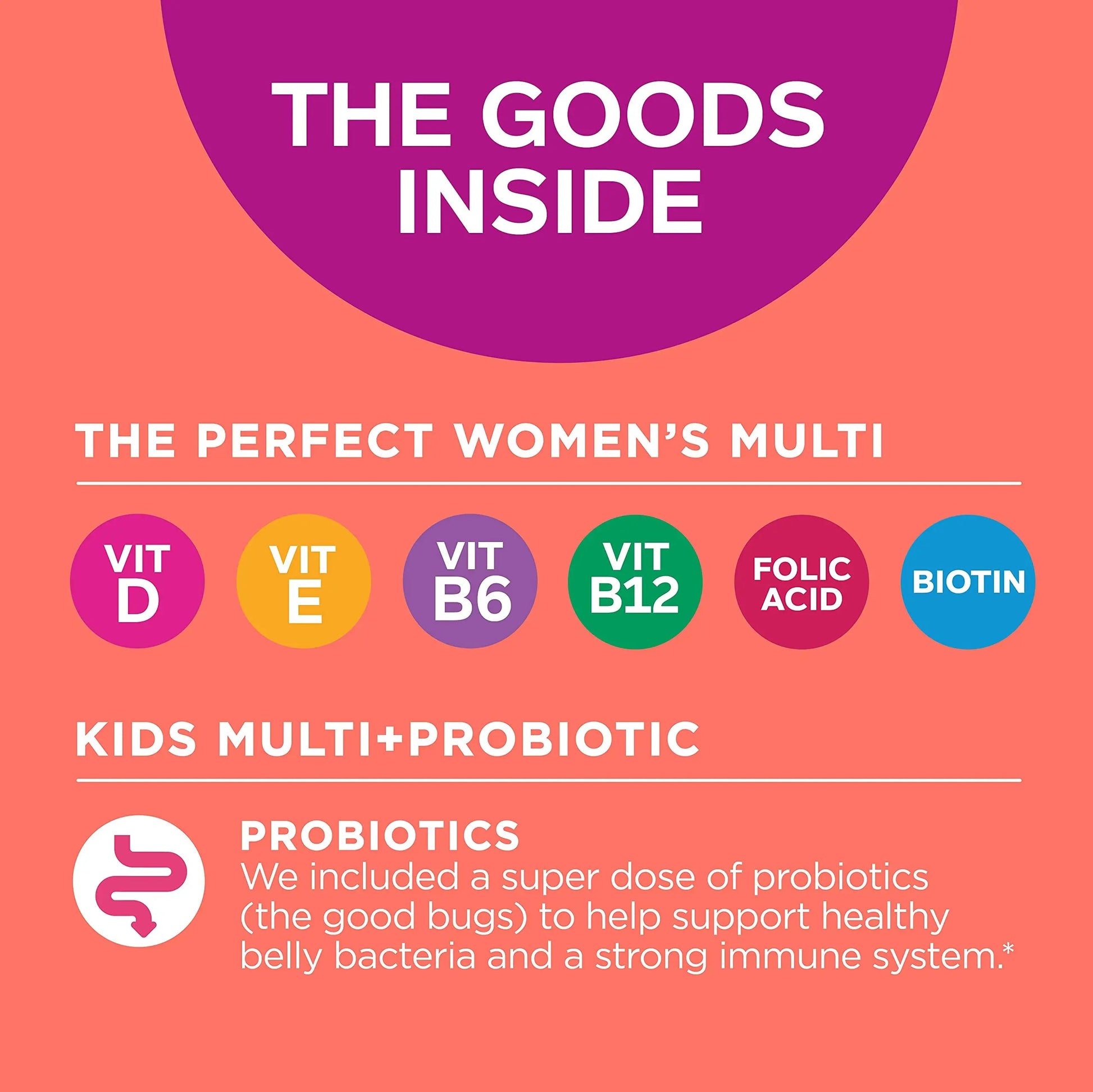 OLLY Gift, Family 2 Pack: Women's Multivitamin Gummy (90 Count), Kids Multivitamin + Probiotic Gummy (70 Count), Vitamins A, D, C, E, B, Chewable Supplement OLLY uk supplements