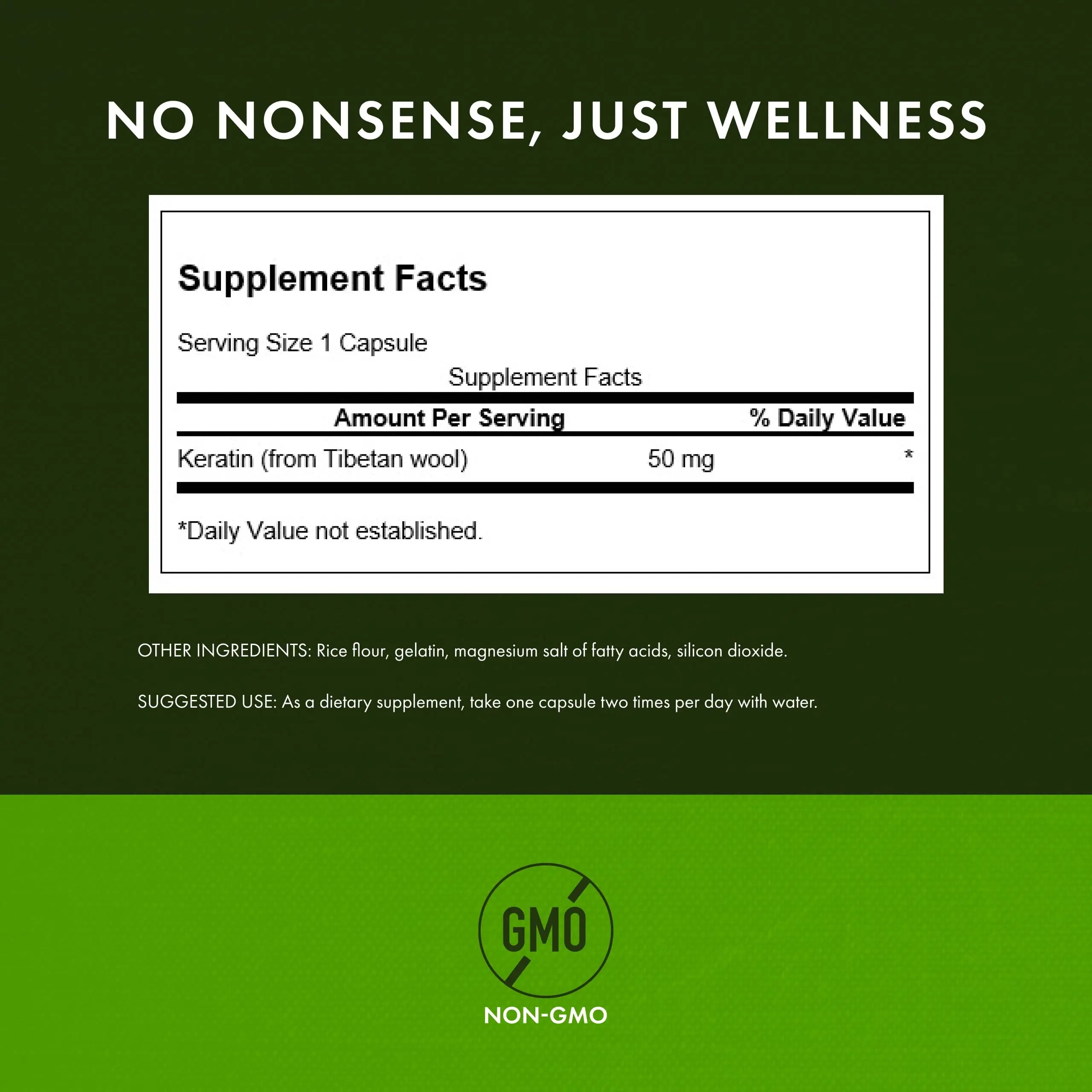 Swanson Keratin (from Tibetan Wool) - Natural Supplement Promoting Healthy Joints, Hair, Skin & Nails - Helps Nourish Healthy Connective Tissues - (60 Capsules, 50mg Each) Swanson uk supplements
