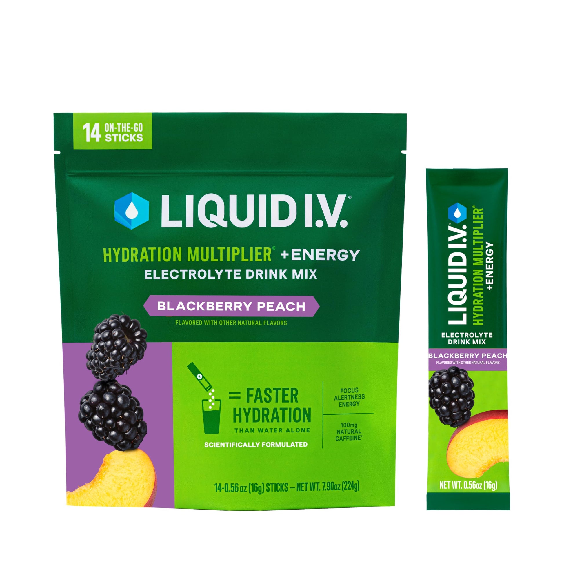 Liquid I.V.® Hydration Multiplier +Energy | Blackberry-Peach | Electrolyte Powder Drink Mix | 1 Pack (14 Servings) Liquid I.V. uk supplements