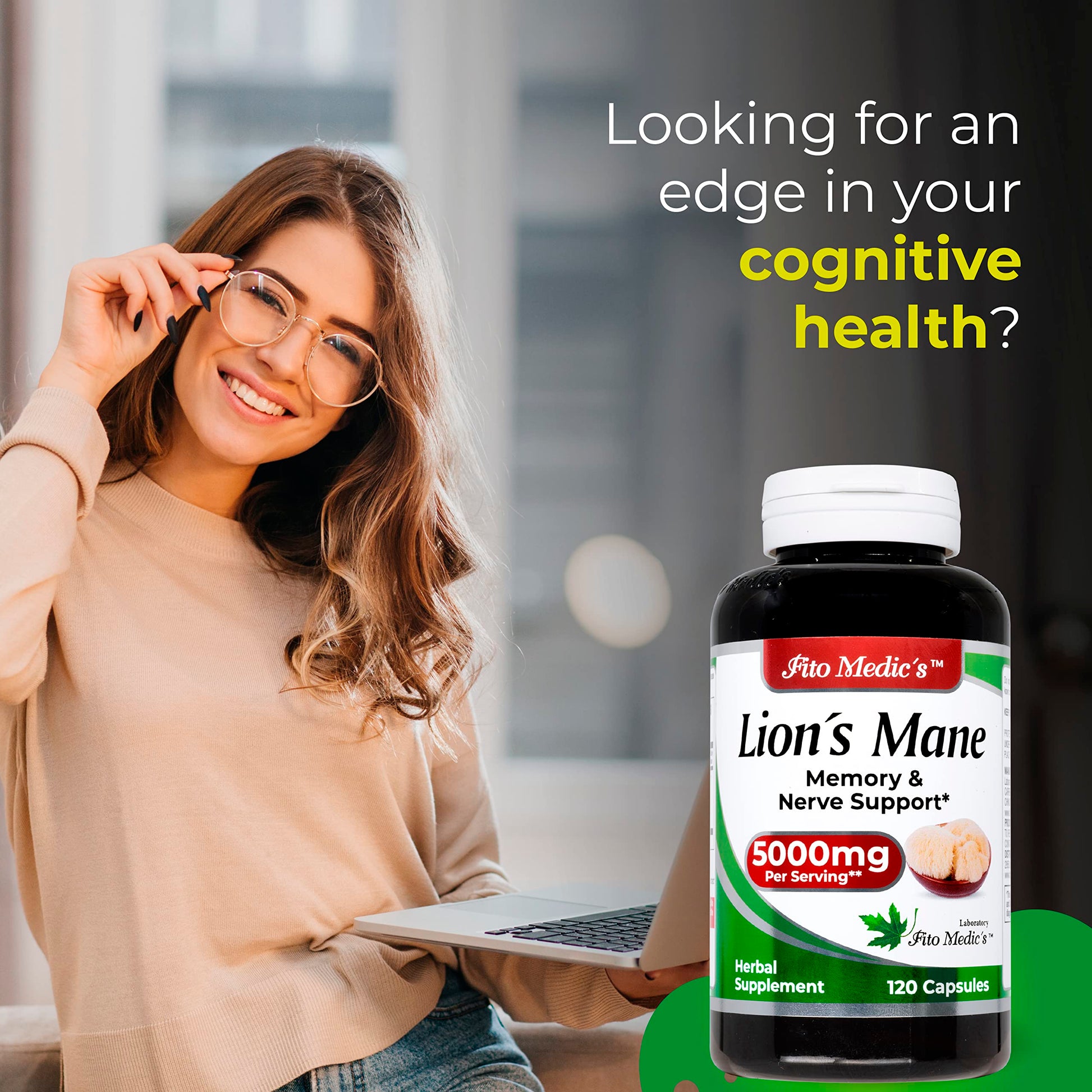 Lab | Lions Mane | 5000 mg per Serving | 120 Capsules | lions mane supplement | lions mane FITO MEDIC'S uk supplements