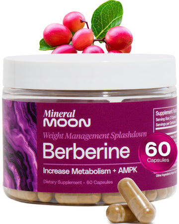 Mineral Moon Premium Berberine Supplement Body Composition, 60 Capsules - with Cissus Quadrangularis & Berberine Phytosome - Supports Overall Wellness Mineral Moon uk supplements