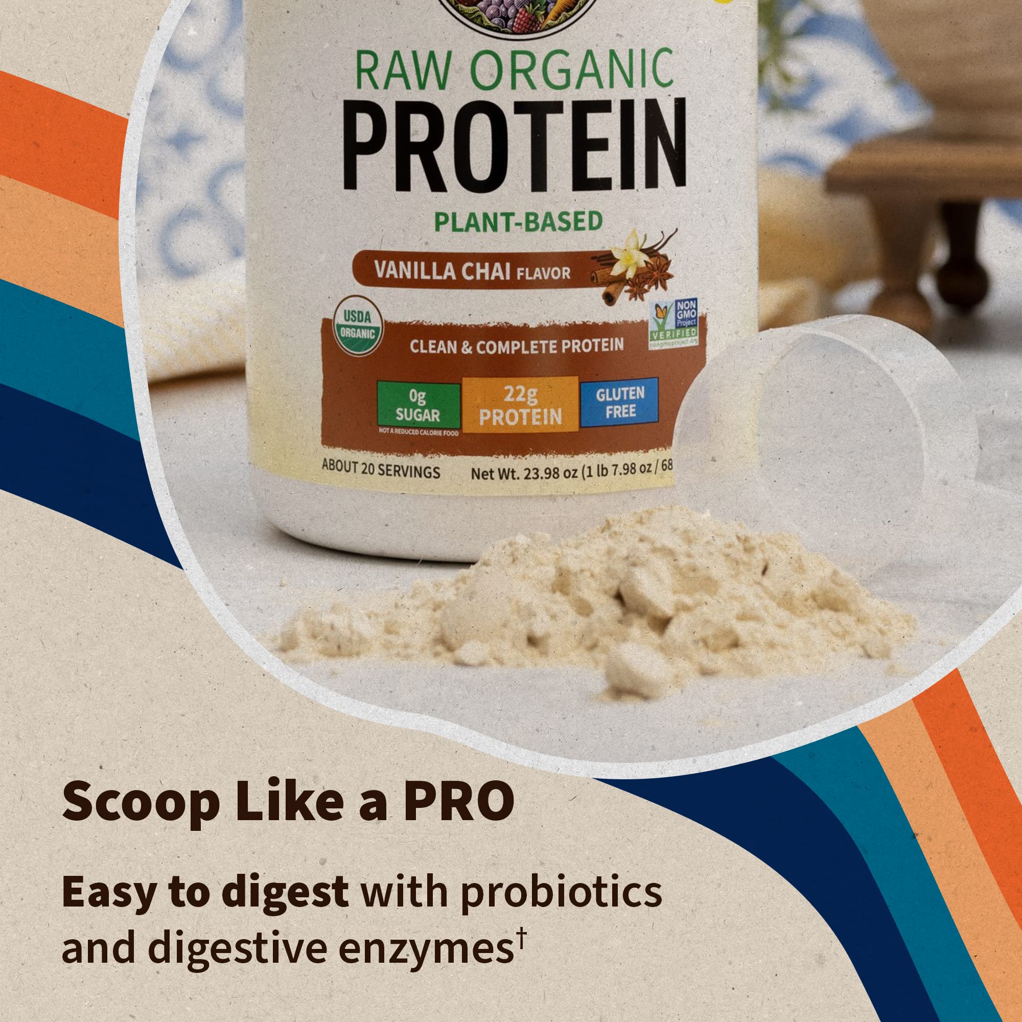 Garden of Life, Organic Vegan Vanilla Chai Protein Powder -22g Complete Plant Based Raw Garden of Life uk supplements