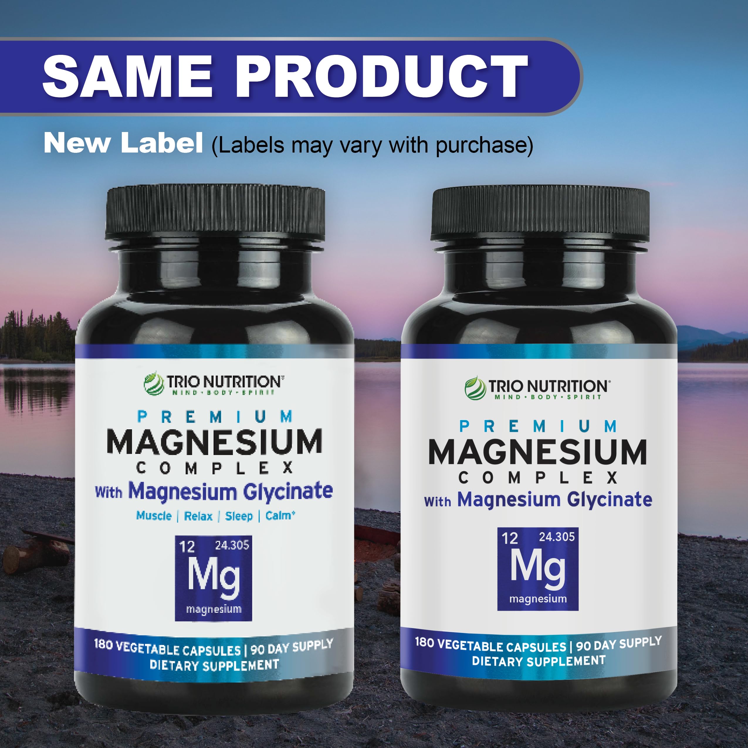Trio Nutrition Magnesium Complex 90 Day Supply 420 mg | Natural Calm, Relax, Stress Relief, and Muscle Recovery |Magnesium Glycinate Supplement with Vitamin B6 for Rapid Absorption* TRIO NUTRITION uk supplements