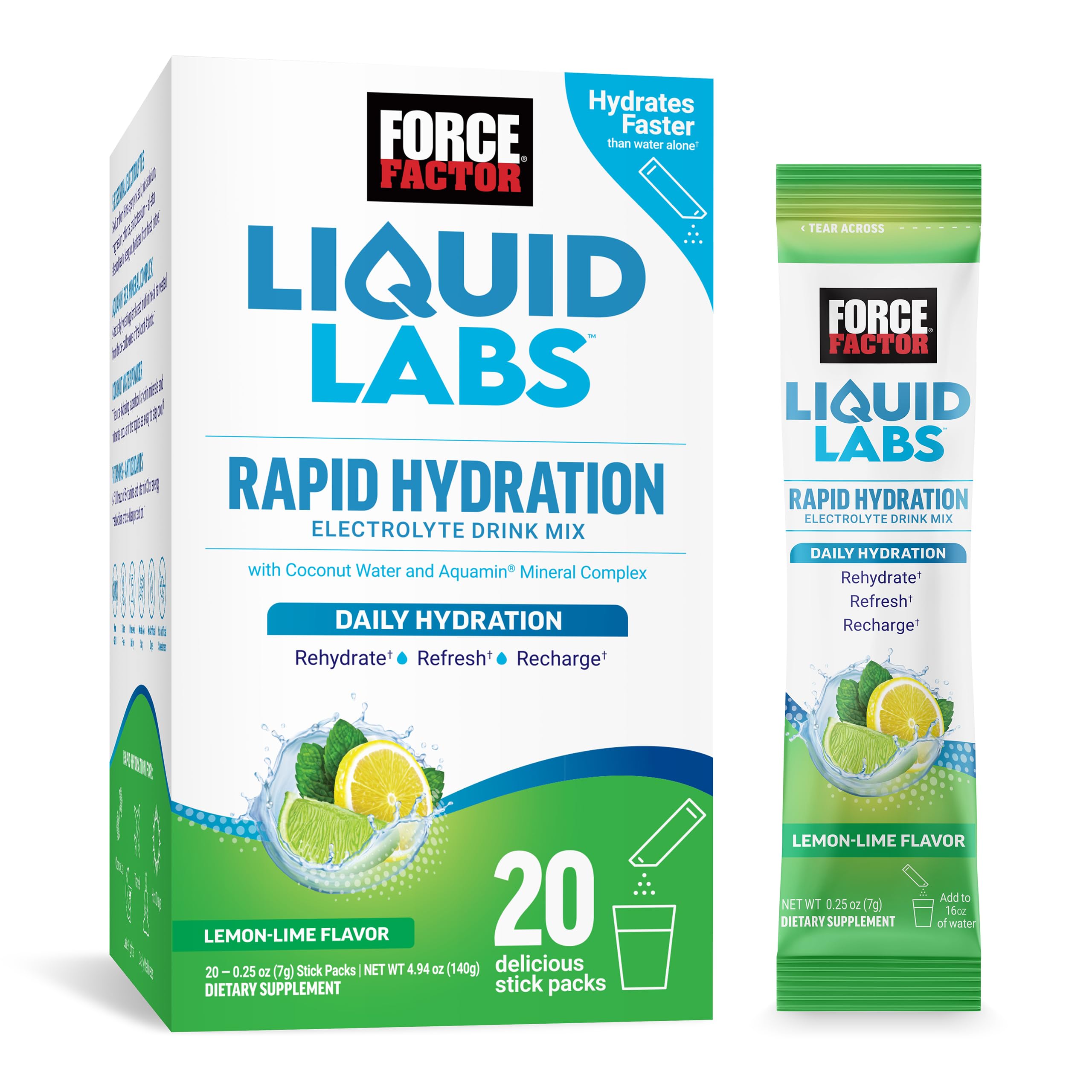 Force Factor Liquid Labs Electrolytes Powder Packets—Lemon Lime—Hydration Packets to Make Electrolyte Water with 5 Essential Electrolytes, Vitamins, Minerals Force Factor uk supplements