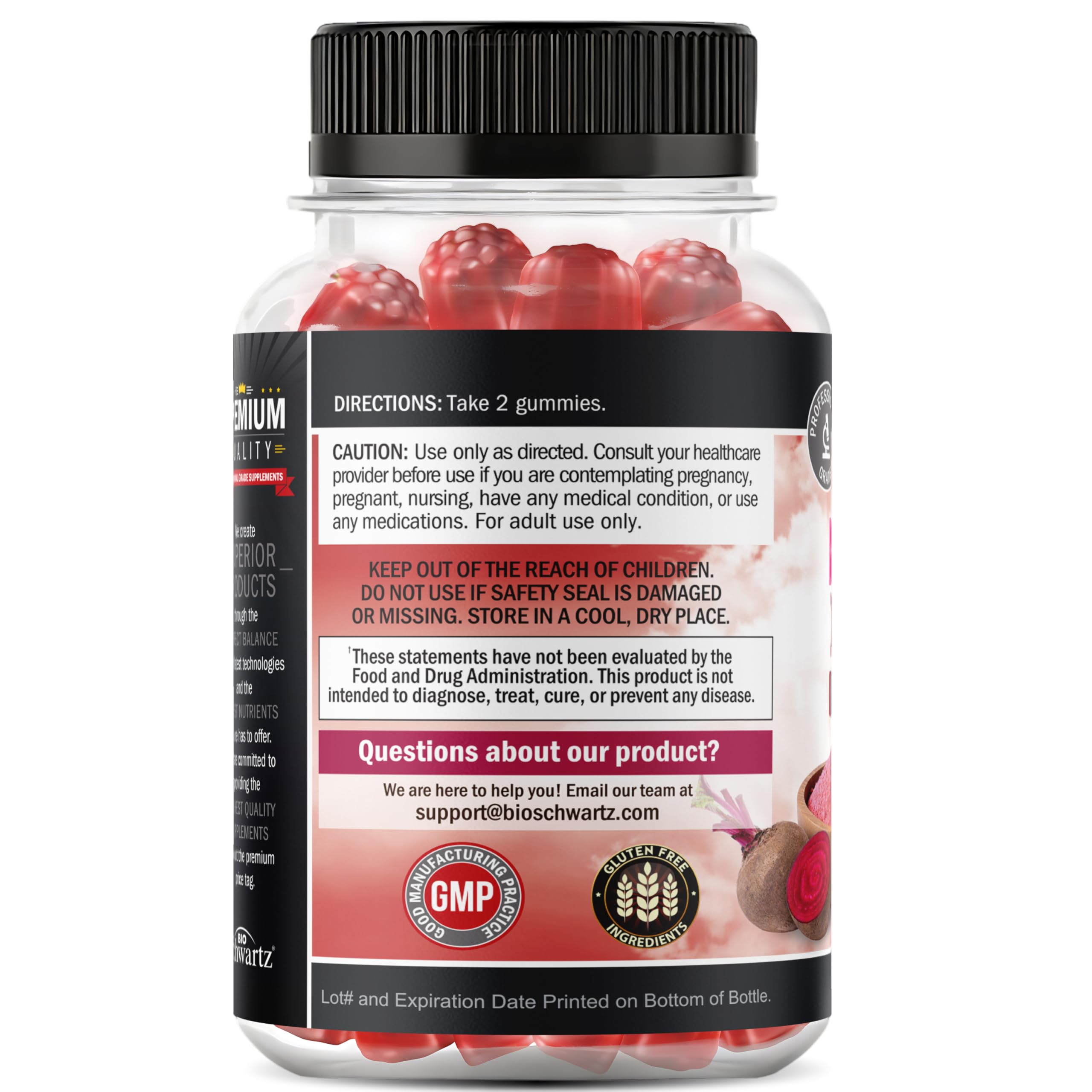 Sugar Free Beet Root Gummies - Nitric Oxide Gummies Infused with Coconut Oil for Highest Absorption - Supports Energy & Whole Body Health BioSchwartz uk supplements
