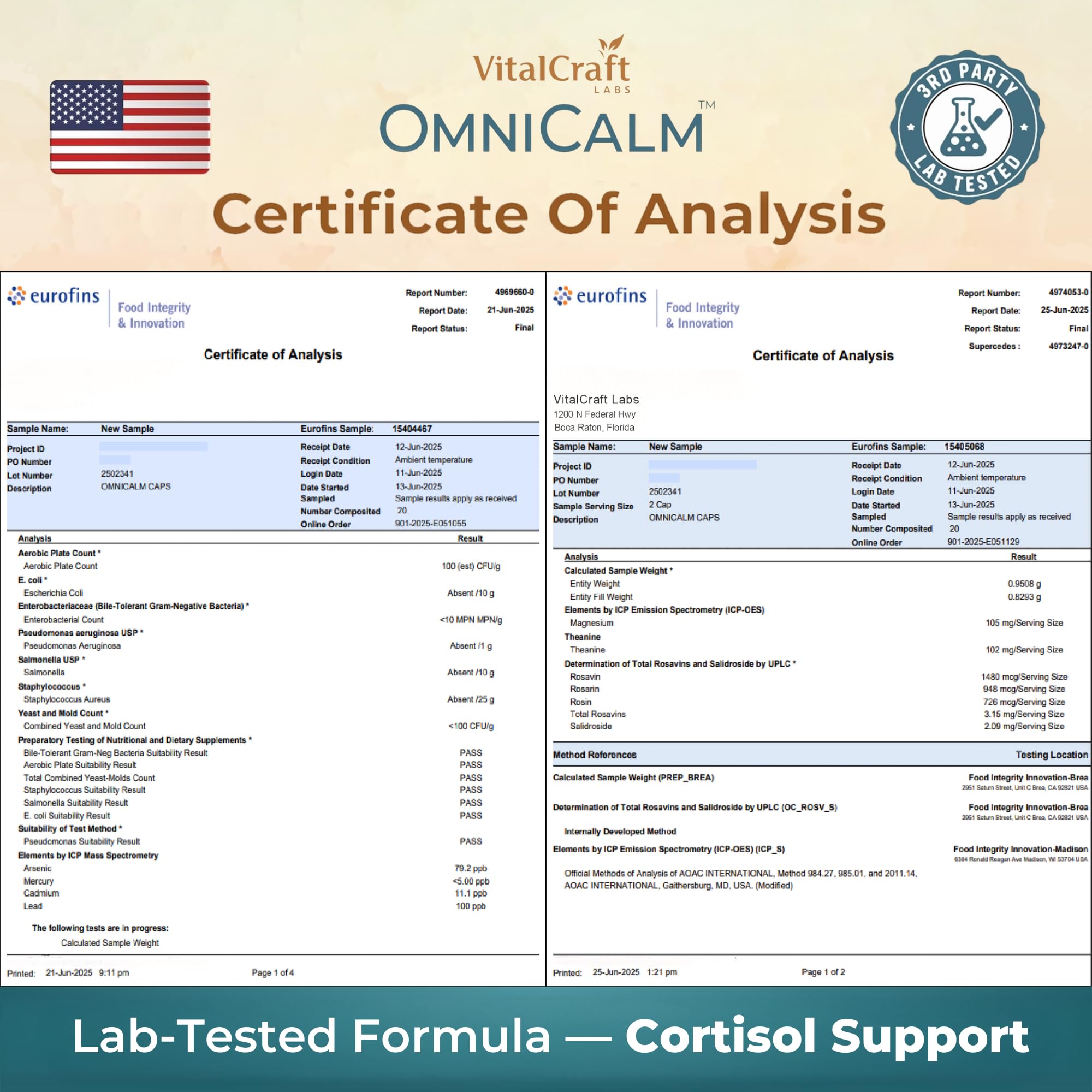 VITALCRAFT LABS OmniCalm Cortisol Supplements for Women & Men | Stress Relief & Sleep Support with Magnesium & Ashwagandha, L Theanine | 14-in-1 Cortisol Reducer, Manager, Detox – USA VITALCRAFT LABS uk supplements