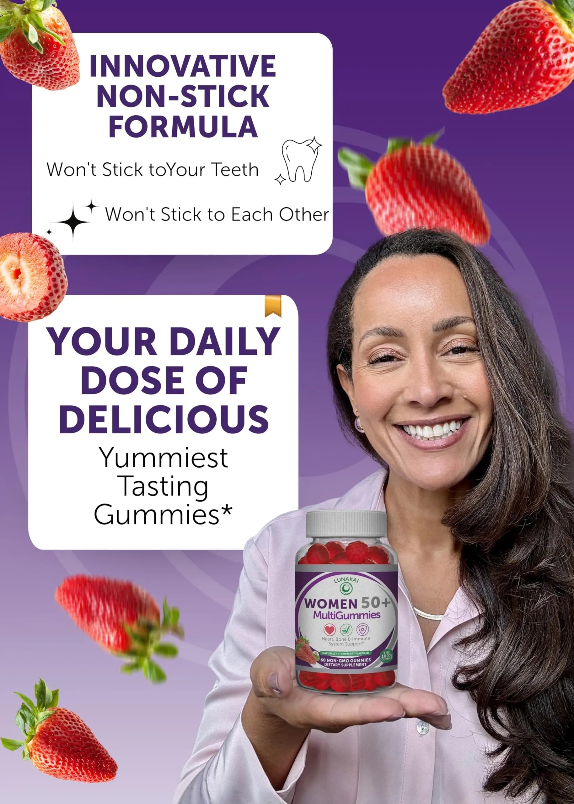 Lunakai USA Made 50 Plus Women's Multivitamin Gummies - Delicious Formula Enhanced with Essential Vitamins Lunakai uk supplements