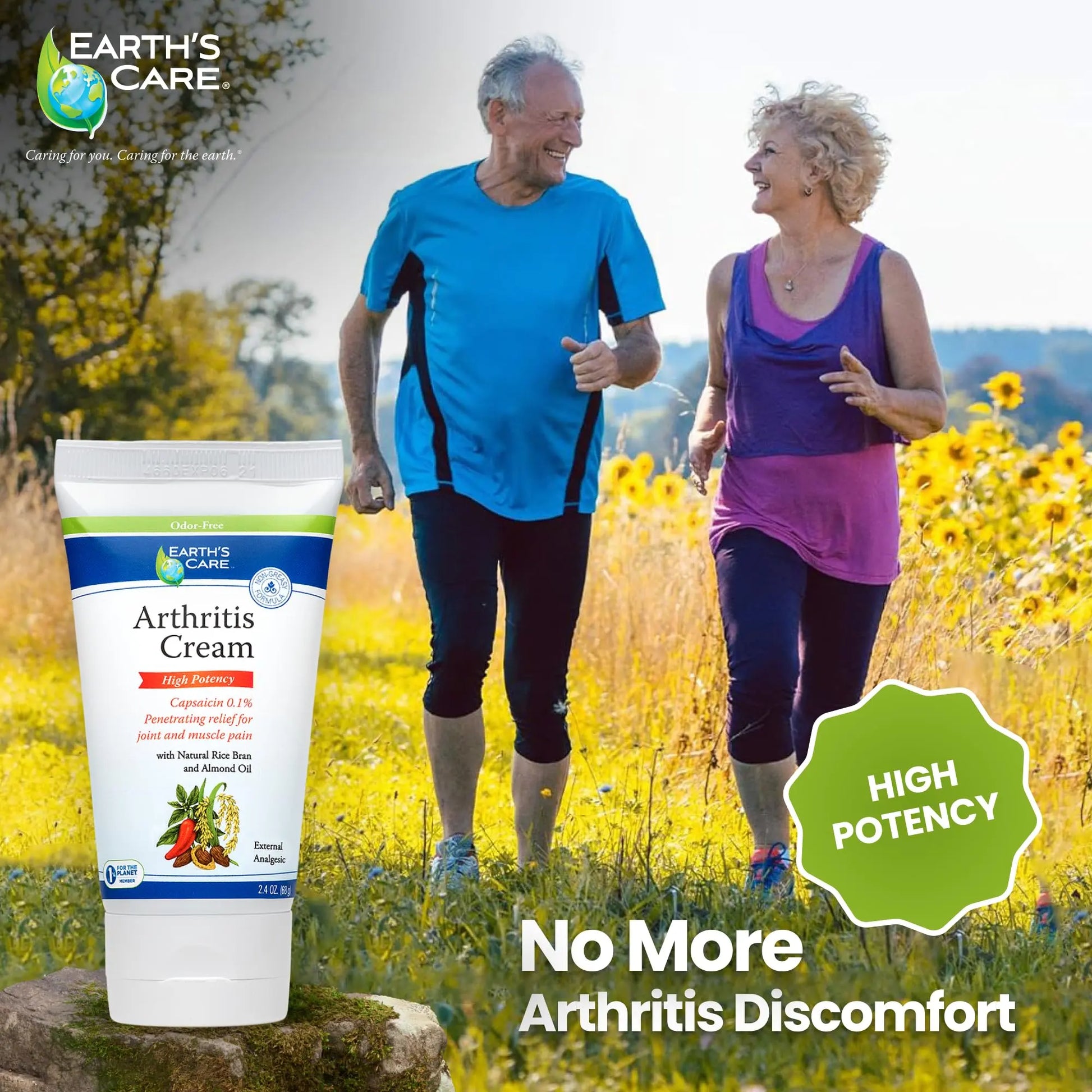 Earth's Care Arthritis Cream - Joint Cream with Natural Capsaicin - Topical Analgesic 2.4 OZ (Pack of 2) Earth's Care uk supplements