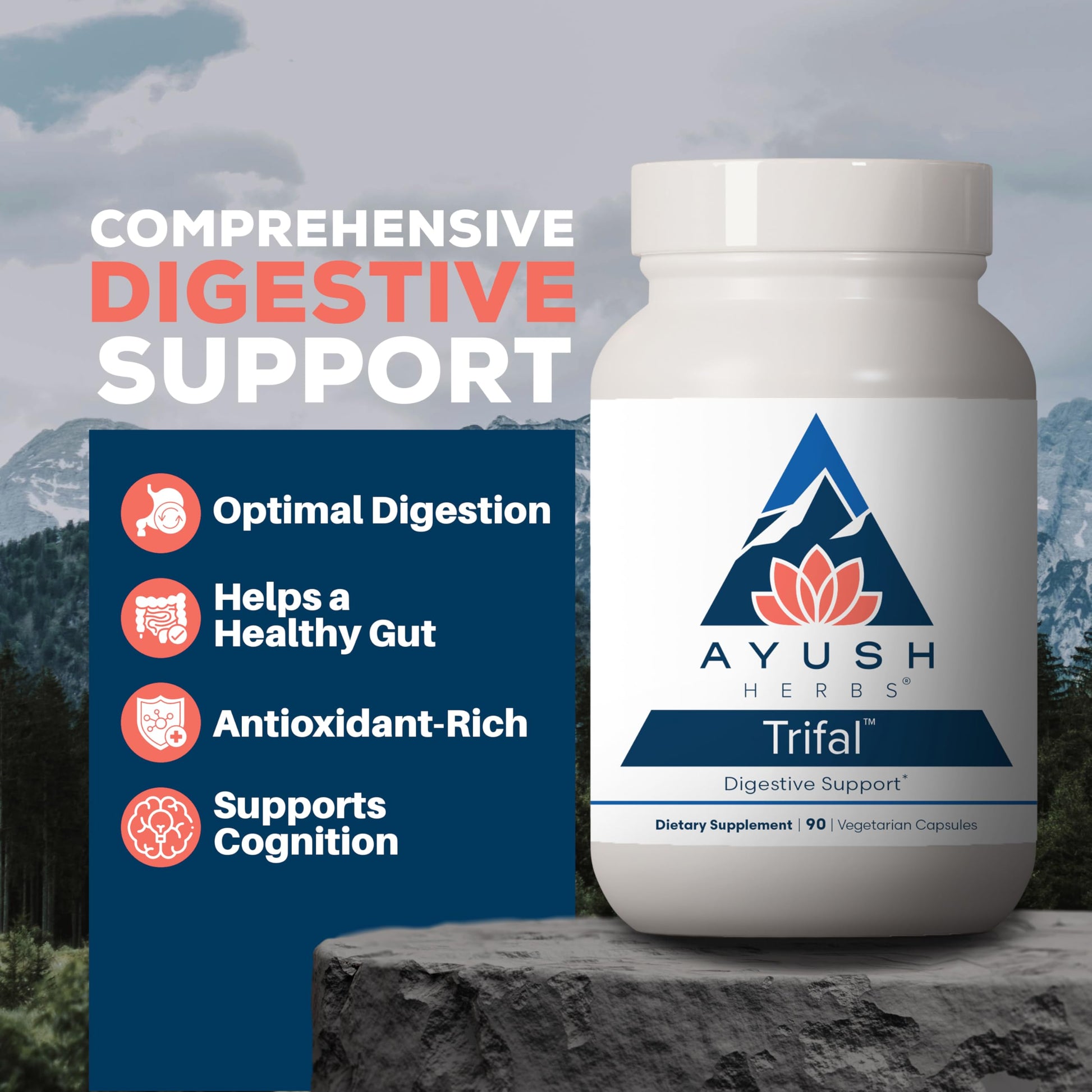 Ayush Herbs Trifal Digestive Support with Amla - Triphala Supplement for Women & Men, Promotes Balanced Digestion, Antioxidant Rich, Made with Organic Ingredients - 90 Vegetarian Capsules (1 Count) Ayush Herbs uk supplements