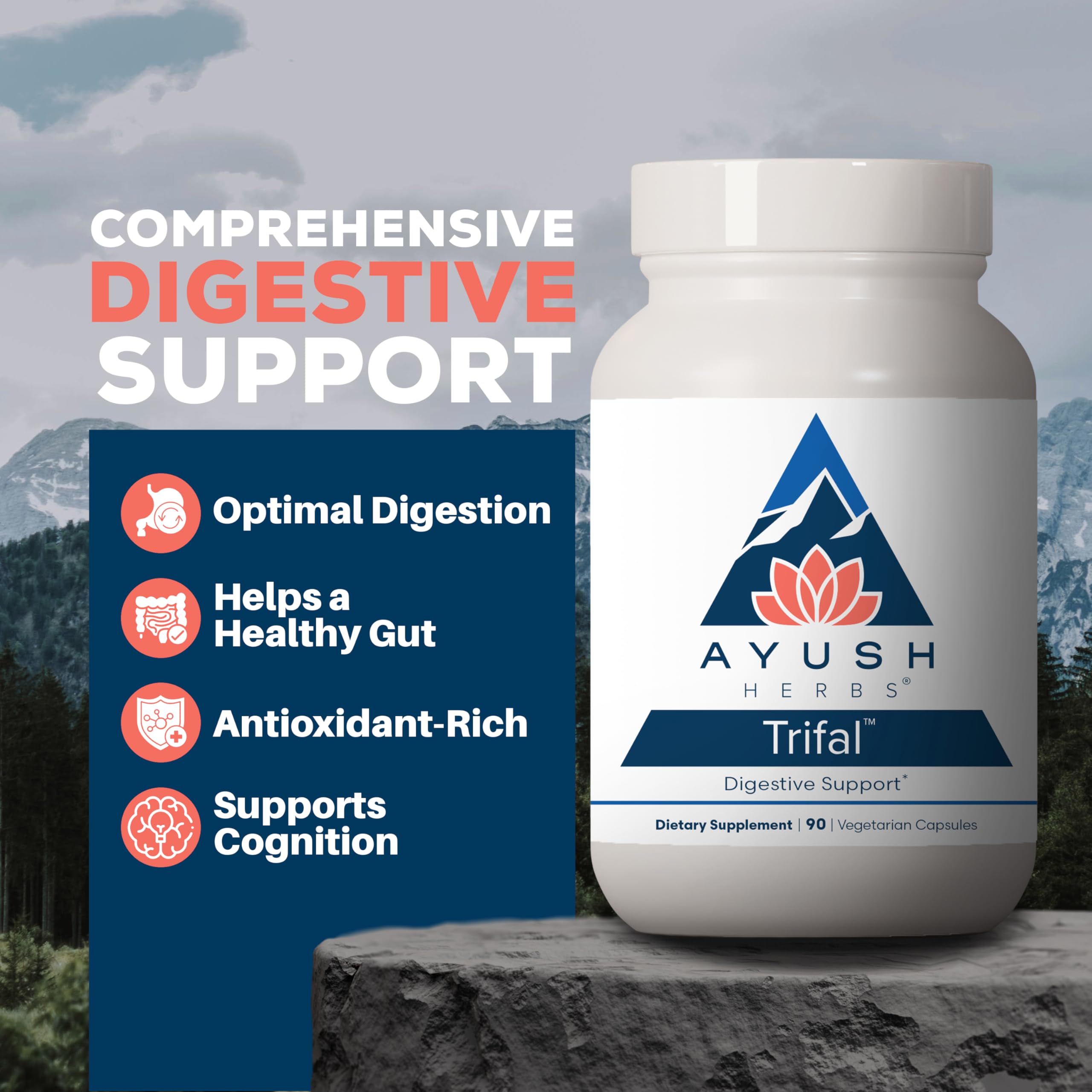 Ayush Herbs Trifal Digestive Support with Amla - Triphala Supplement for Women & Men, Promotes Balanced Digestion, Antioxidant Rich, Made with Organic Ingredients - 90 Vegetarian Capsules (1 Count) Ayush Herbs uk supplements