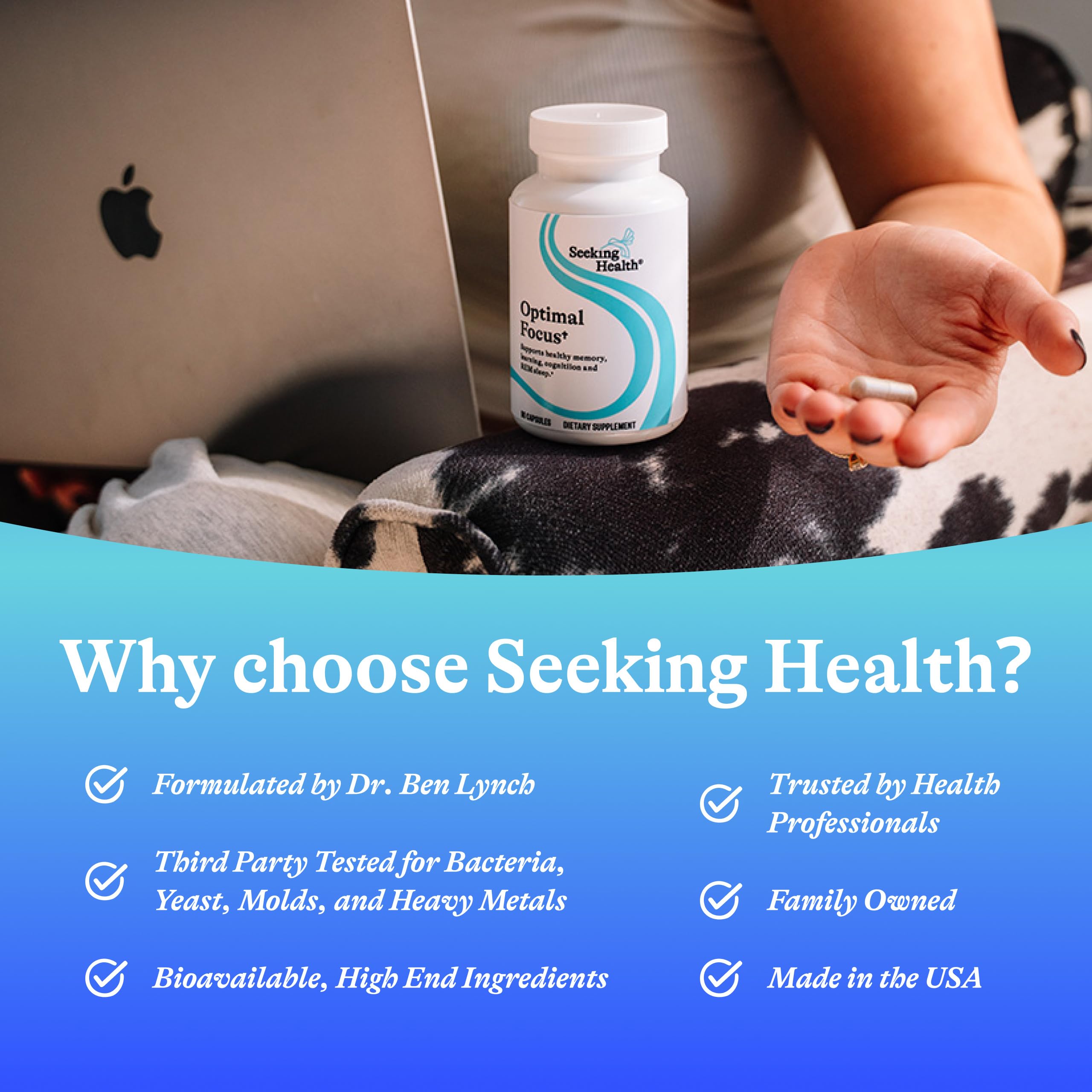 Seeking Health Optimal Focus, Stimulant-Free and Caffeine-Free Nootropic Support for Memory and Focus, with Choline, DHA from Algae, American Ginseng, Vegan and Vegetarian (60 Capsules) Seeking Health uk supplements