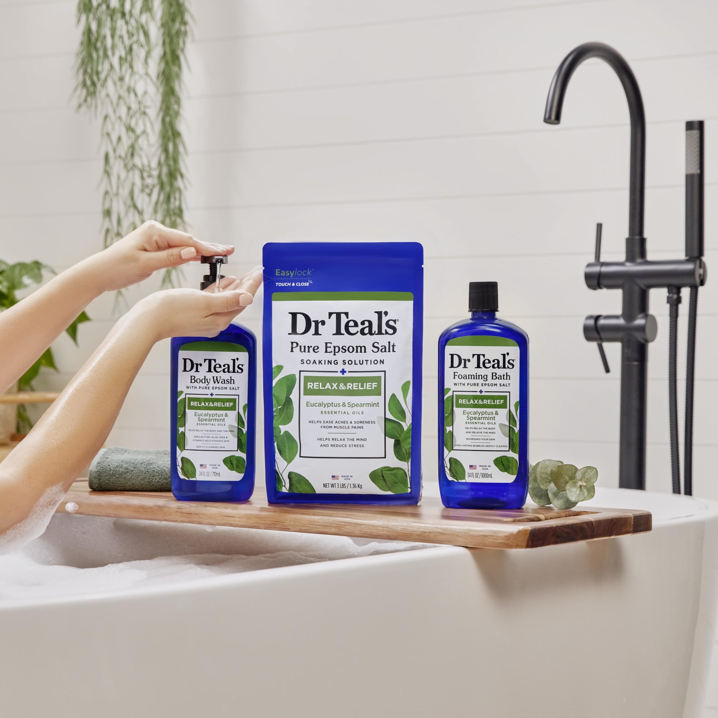 Dr Teal's Foaming Bath with Pure Epsom Salt, Relax & Relief with Eucalyptus & Spearmint Dr Teal's uk supplements