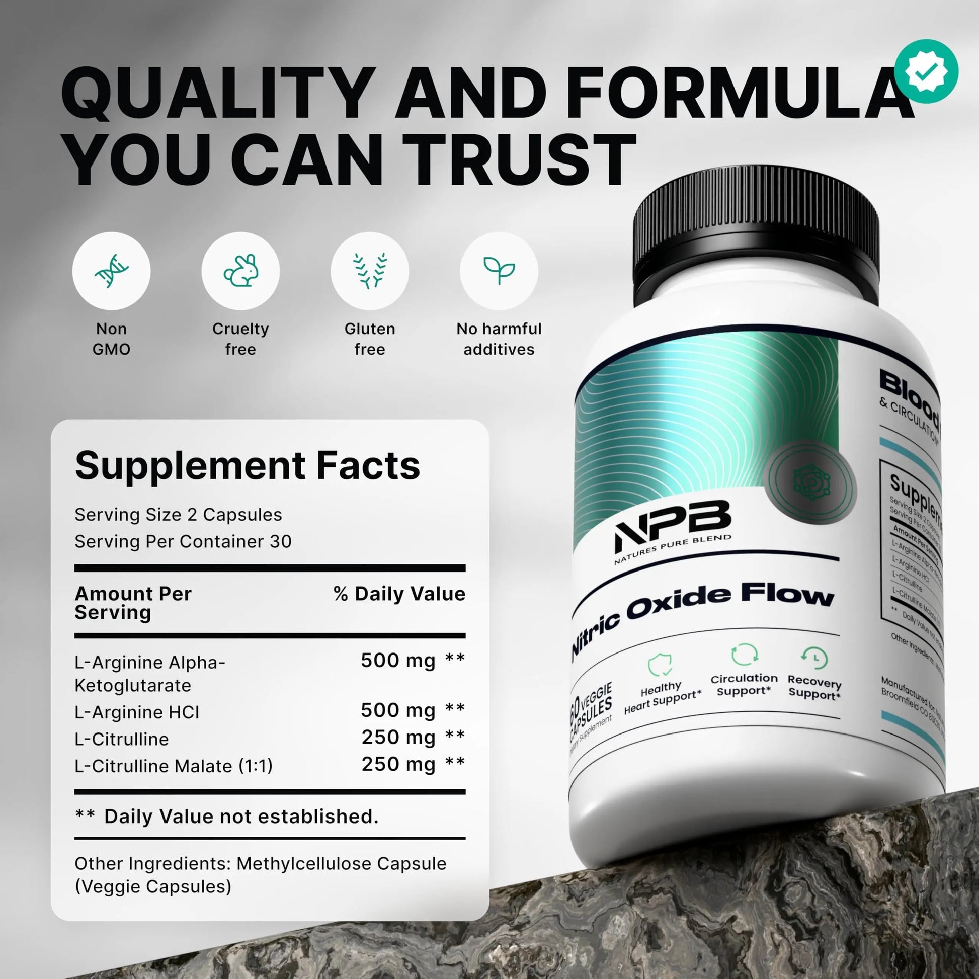 Nature's Pure Blend Nitric Oxide Supplements for Men – L-Arginine L-Citrulline – Heart Support & Flow Circulation Booster – 1500MG L Arginine and L Citrulline, Preworkout, Bodybuilding Nature's Pure Blend uk supplements