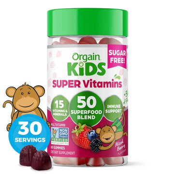 Orgain Kids Sugar Free Multivitamin Gummies, Vegan & Plant Based, 50 Superfoods, 15 Vitamins and Minerals, Immune Support and 3g of Fiber Orgain uk supplements