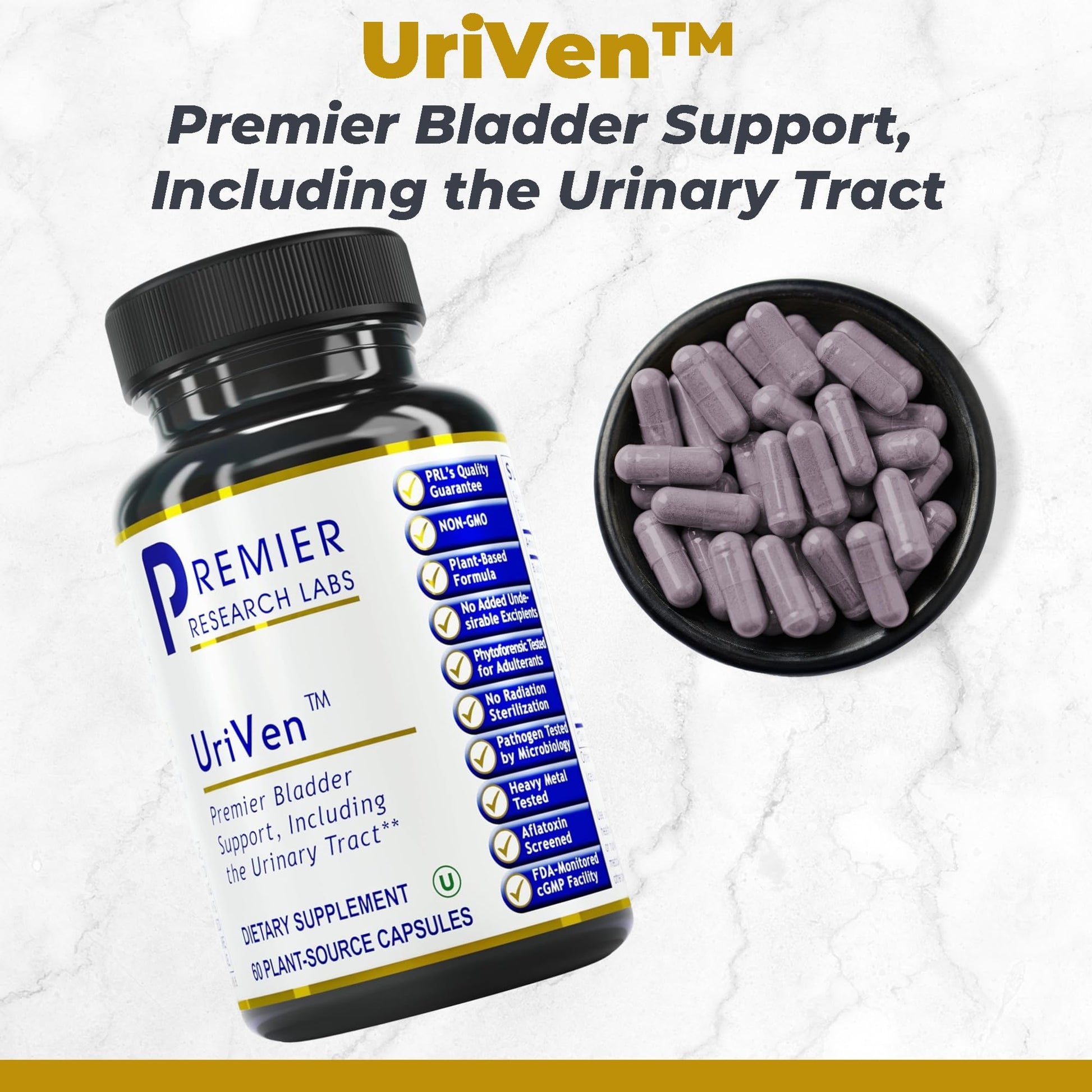 Premier Research Labs UriVen - Bladder Health Support for Women & Men, Cranberry Extract & Marshmallow Root, Urinary Relief, Bladder Relief, Bladder Control Supplement - 60 Vegetarian Capsules Premier Research Labs uk supplements