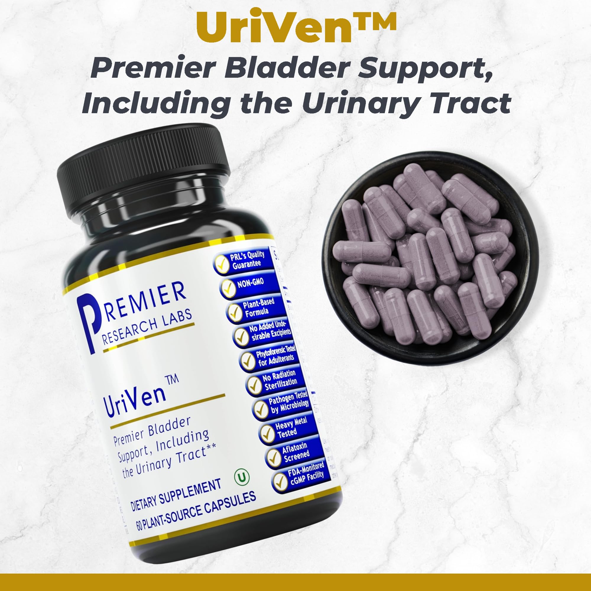Premier Research Labs UriVen - Bladder Health Support for Women & Men, Cranberry Extract & Marshmallow Root, Urinary Relief, Bladder Relief, Bladder Control Supplement - 60 Vegetarian Capsules Premier Research Labs uk supplements