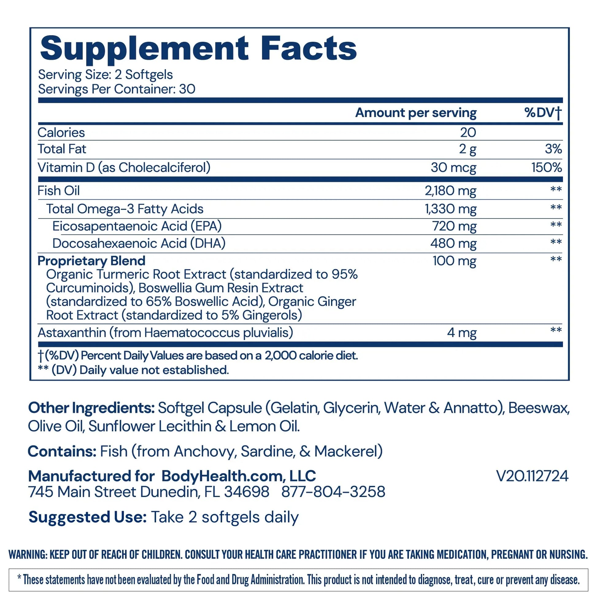 BodyHealth Omega 3 Health, Fish Oil Supplement for Women and Men, Heart and Brain Health, Fish Oil Pills, Fatty Acid Supplements, Omega 3 Vitamins - 60 Soft Gels BodyHealth uk supplements