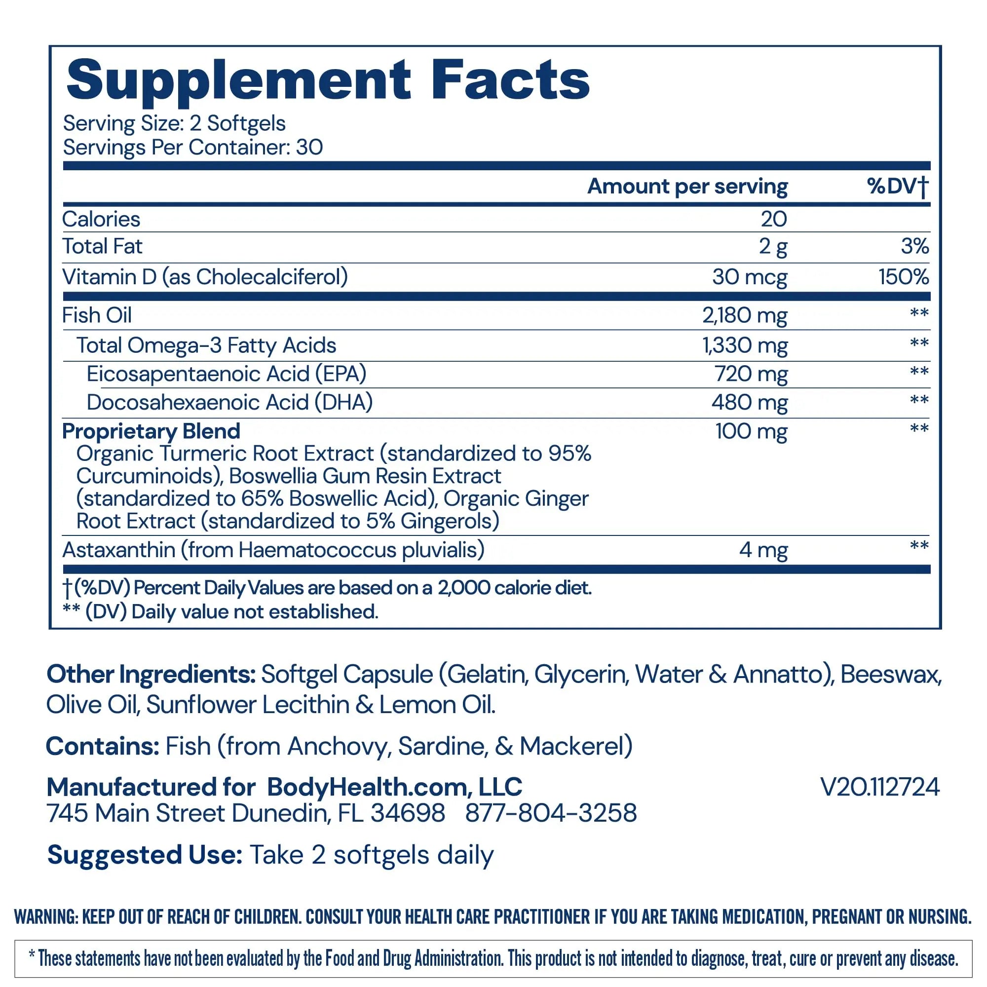 BodyHealth Omega 3 Health, Fish Oil Supplement for Women and Men, Heart and Brain Health, Fish Oil Pills, Fatty Acid Supplements, Omega 3 Vitamins - 60 Soft Gels BodyHealth uk supplements