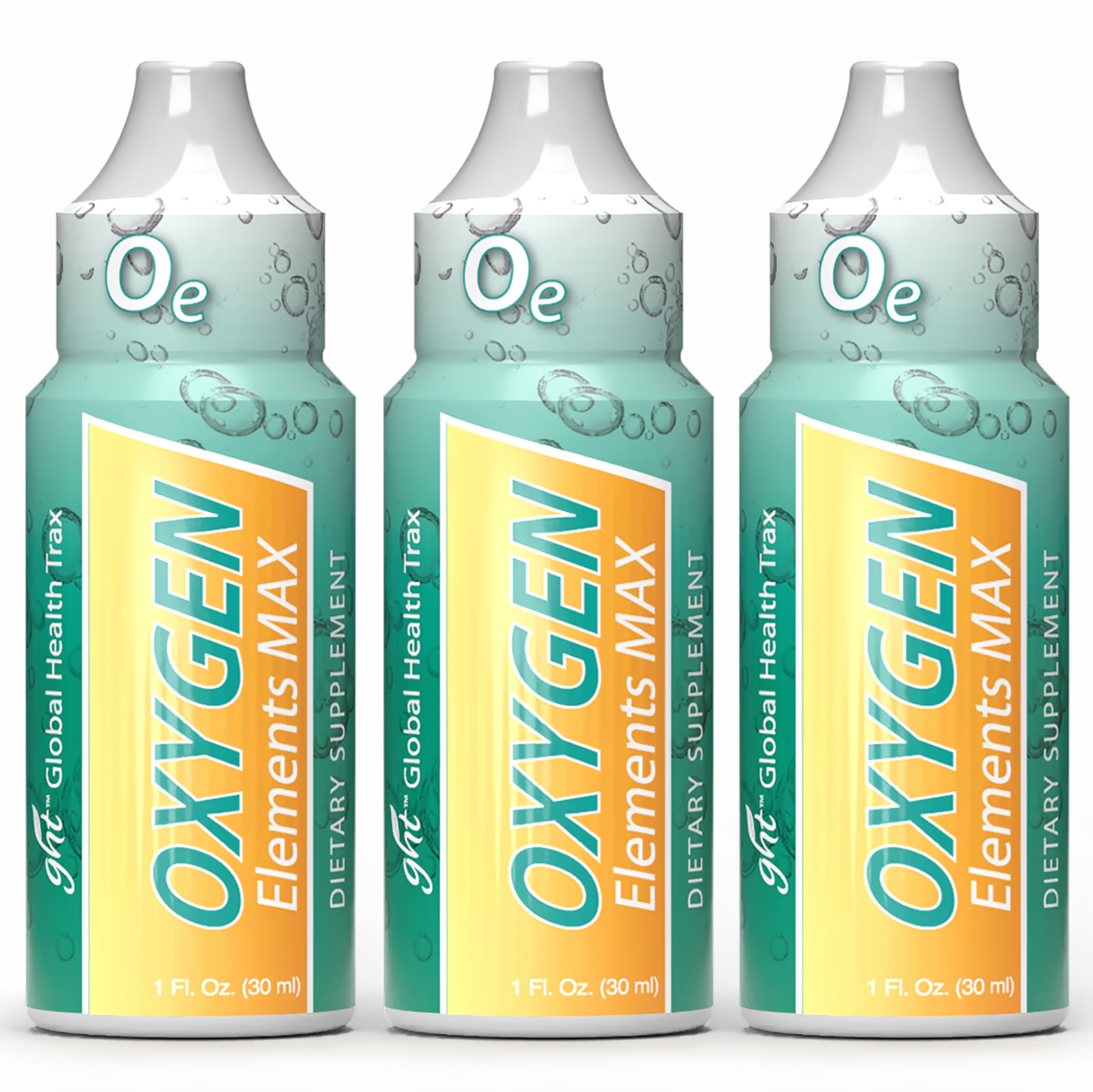 GHT Oxygen Elements Max Liquid Oxygen Drops in 1 Ounce Bottle, Portable Supplement - Bolster Endurance and Stamina, Cleanse Cells (3 Pack) ght Global Health Trax uk supplements