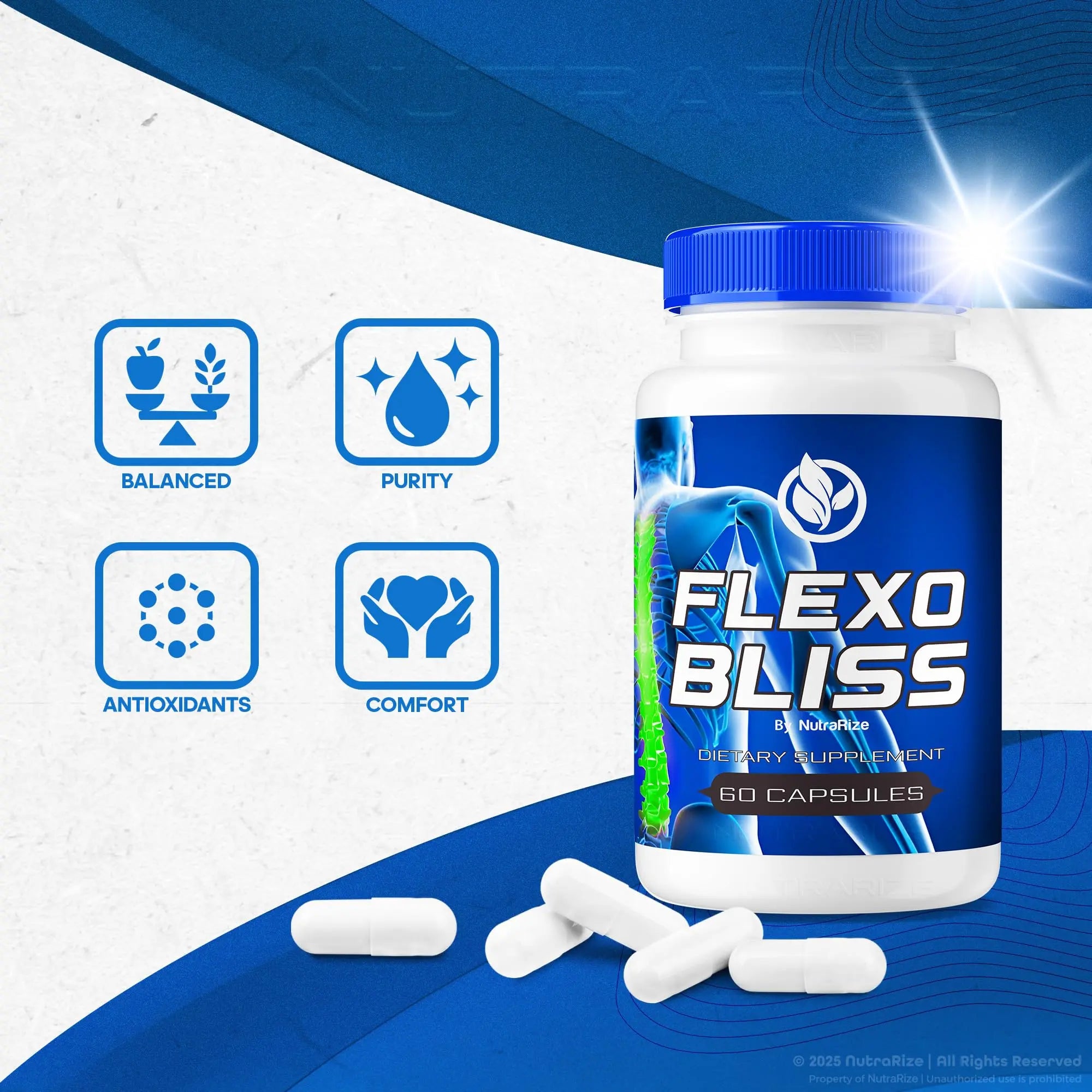 NutraRize Flexo Bliss, FlexoBliss Joint Health Support, All-Natural Supplement to Support Flexibility and Full Range of Motion, Official Flexo Bliss Reviews (60 Capsules) NutraRize uk supplements