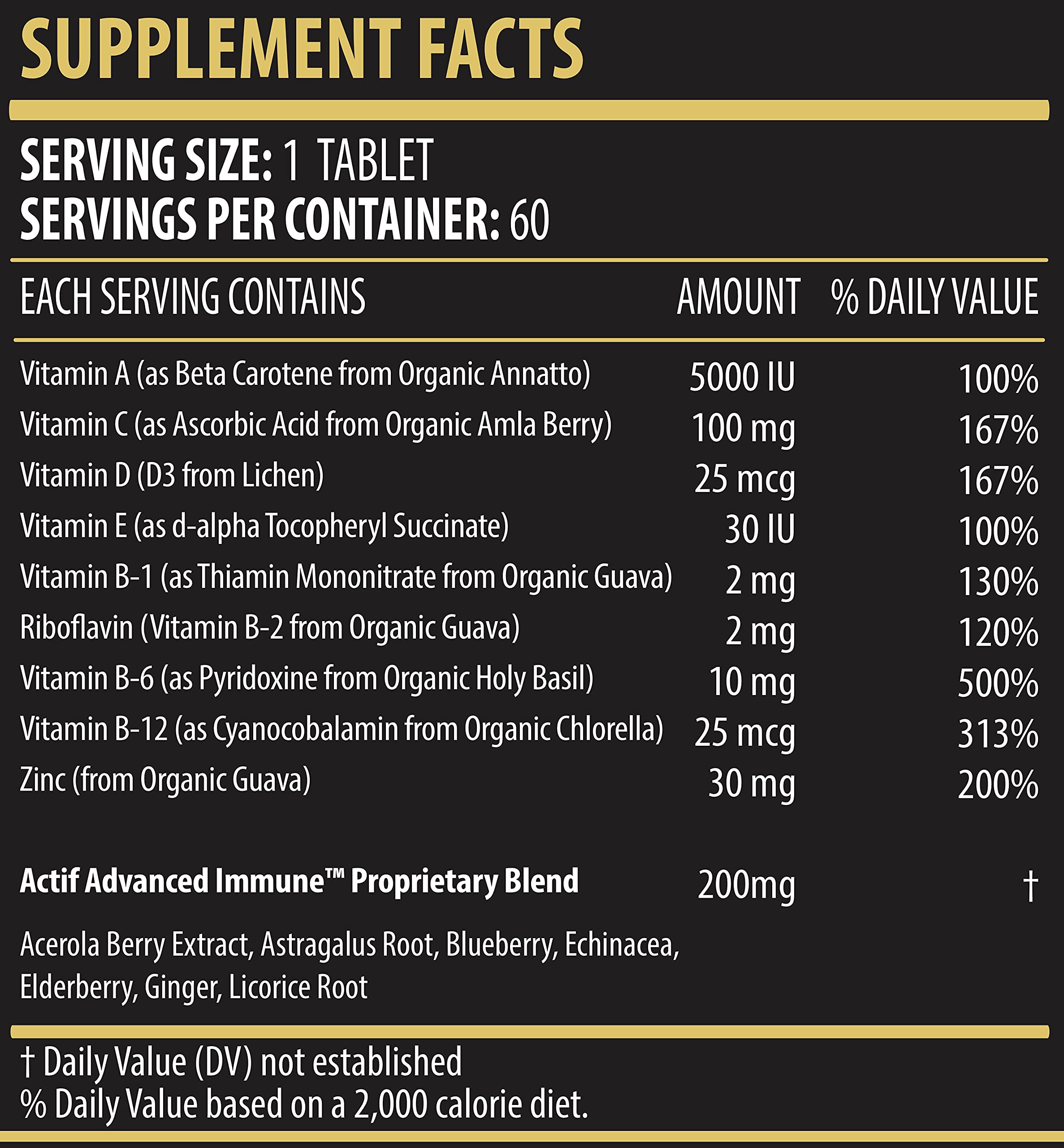 Actif Advanced Immune Support with 10+ Factors for Immunity Booster - 100% Natural, Non-GMO, 60 count ACTIF uk supplements