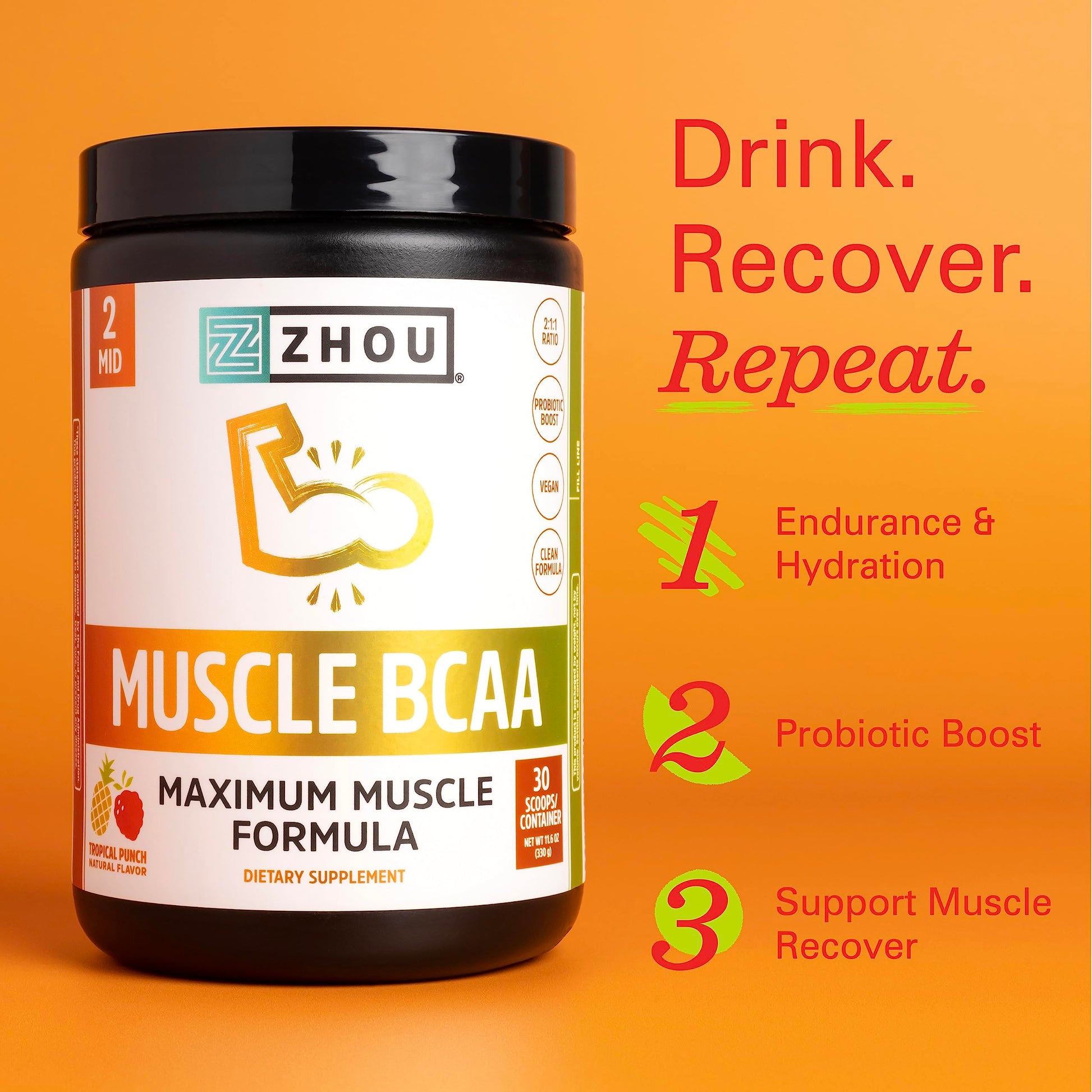 Zhou Nutrition Muscle BCAA Powder, Vegan Muscle Recovery, Natural, Clean Formula Zhou Nutrition uk supplements