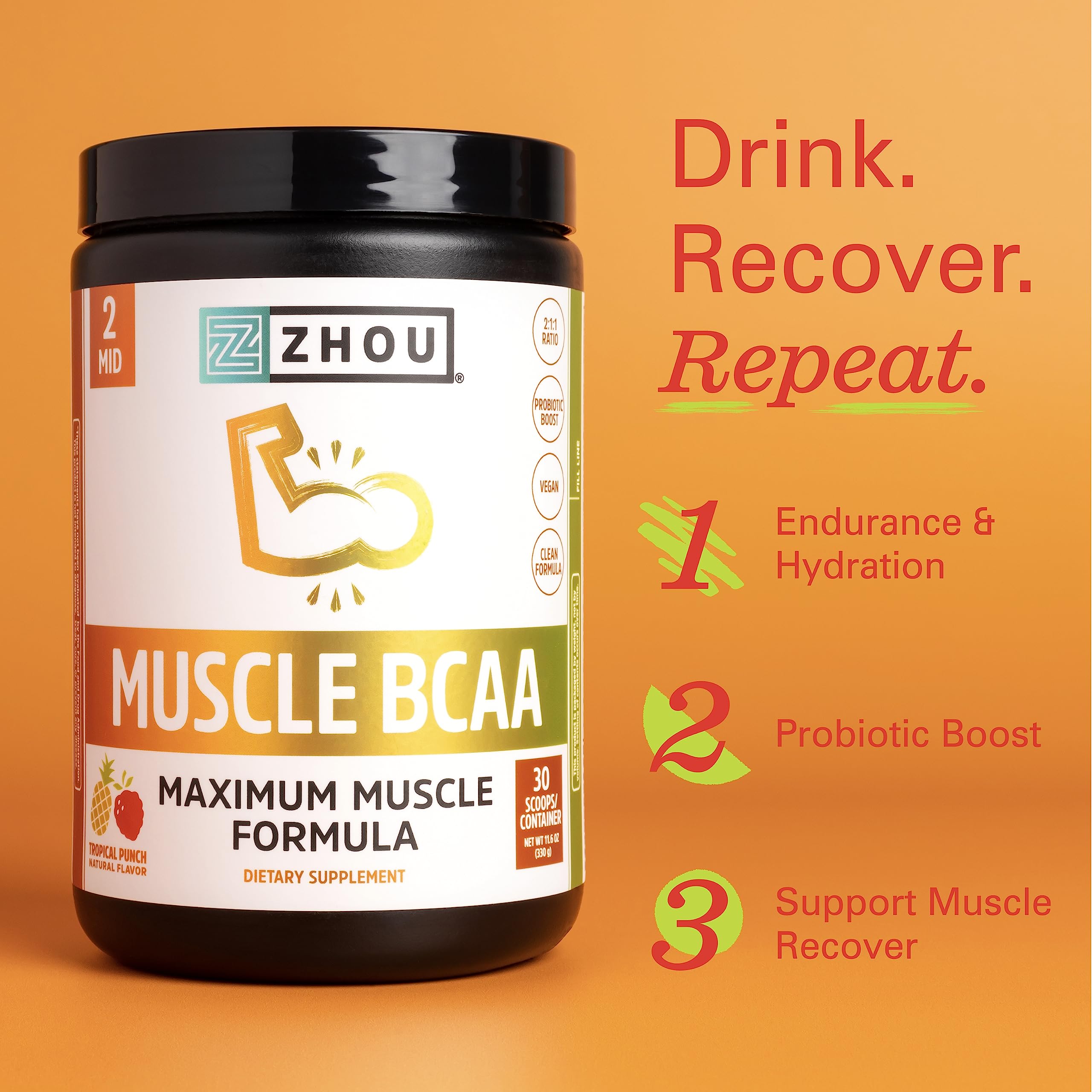 Zhou Nutrition Muscle BCAA Powder, Vegan Muscle Recovery, Natural, Clean Formula Zhou Nutrition uk supplements