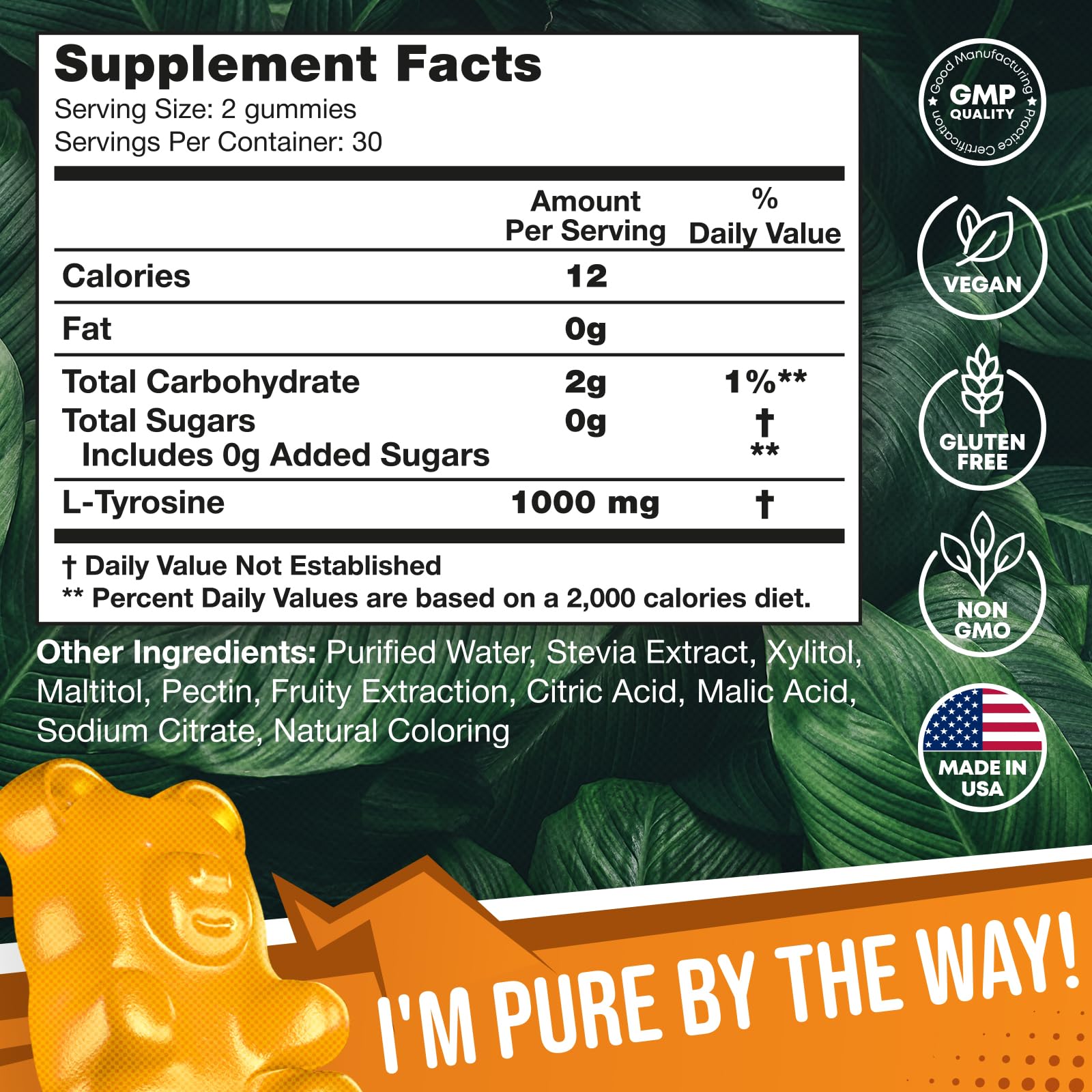2 Pack - JOYLI L-Tyrosine Gummies 1000MG – Sugar-Free Vegan Focus Supplement & Mood Support for Kids & Adults – 500mg Per Gummy – Sleep Gummies for Memory, Energy & Wellness – 60 Pcs per Pack JOYLI Nutrition uk supplements
