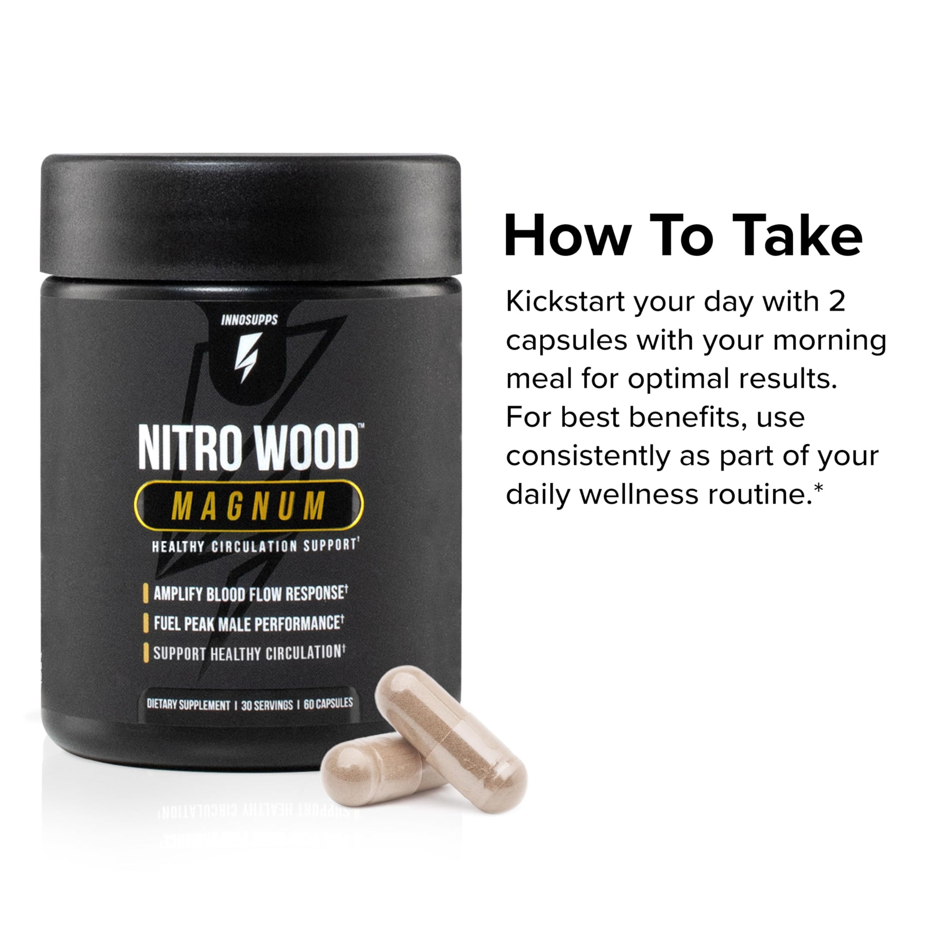 InnoSupps Nitro Wood Magnum – Nitric Oxide Booster for Men – Supports Blood Flow, Circulation & Male Performance – Stamina, Endurance & Size Support – 60 Veg Capsules InnoSupps uk supplements