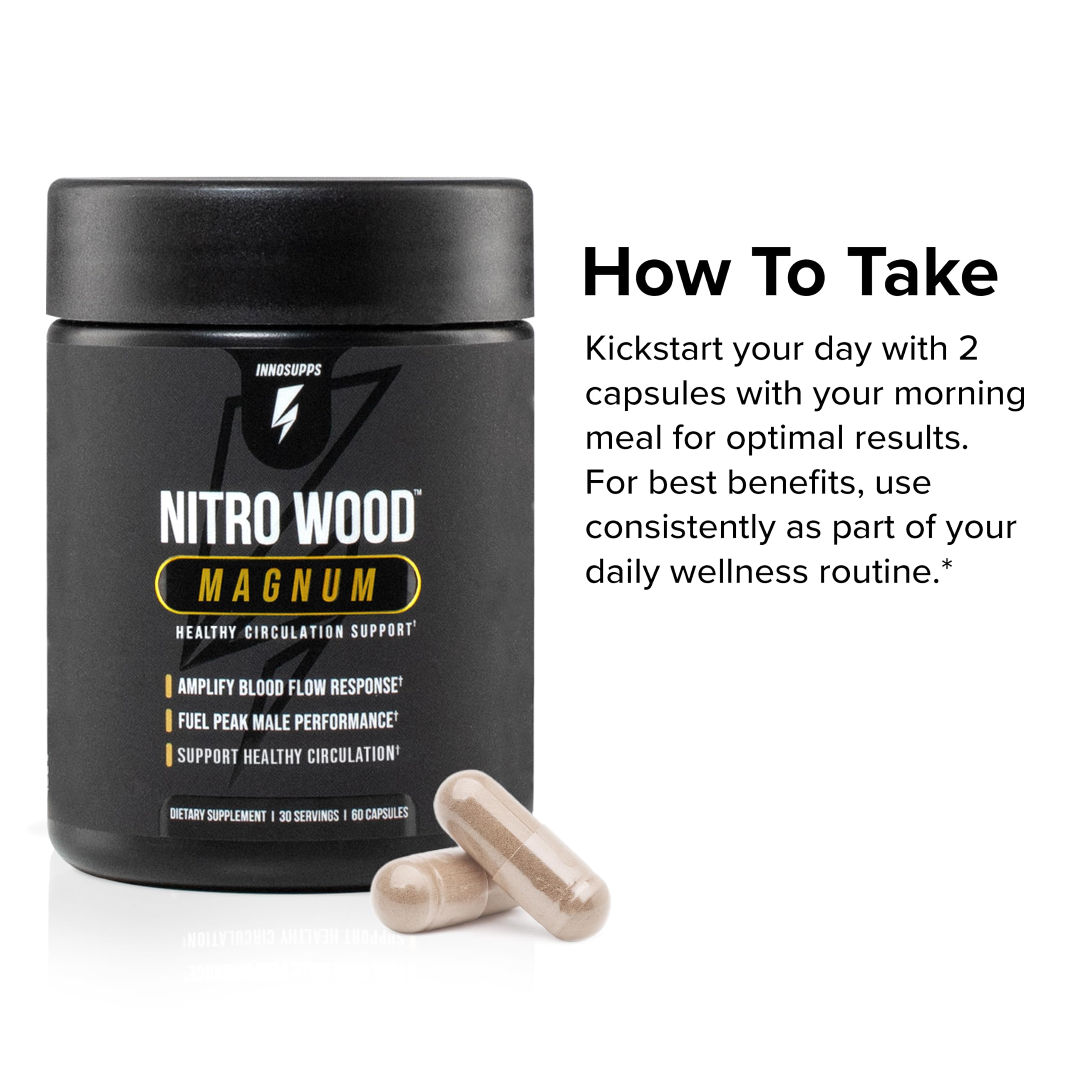InnoSupps Nitro Wood Magnum – Nitric Oxide Booster for Men – Supports Blood Flow, Circulation & Male Performance – Stamina, Endurance & Size Support – 60 Veg Capsules InnoSupps uk supplements