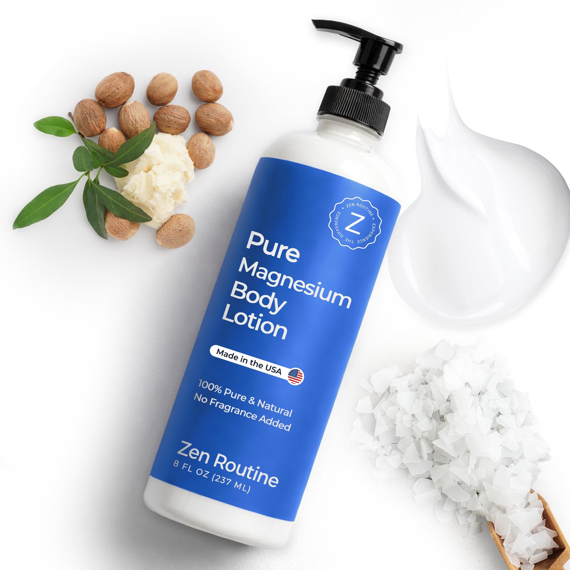 Zen Routine Magnesium Lotion for Sleep, Leg Cramps & Muscle Soreness with Shea Butter | Award-Winning Cream For Sleep – Safe for Kids – Unscented, Non-Greasy, Ultra Soothing – Made in USA Zen Routine uk supplements