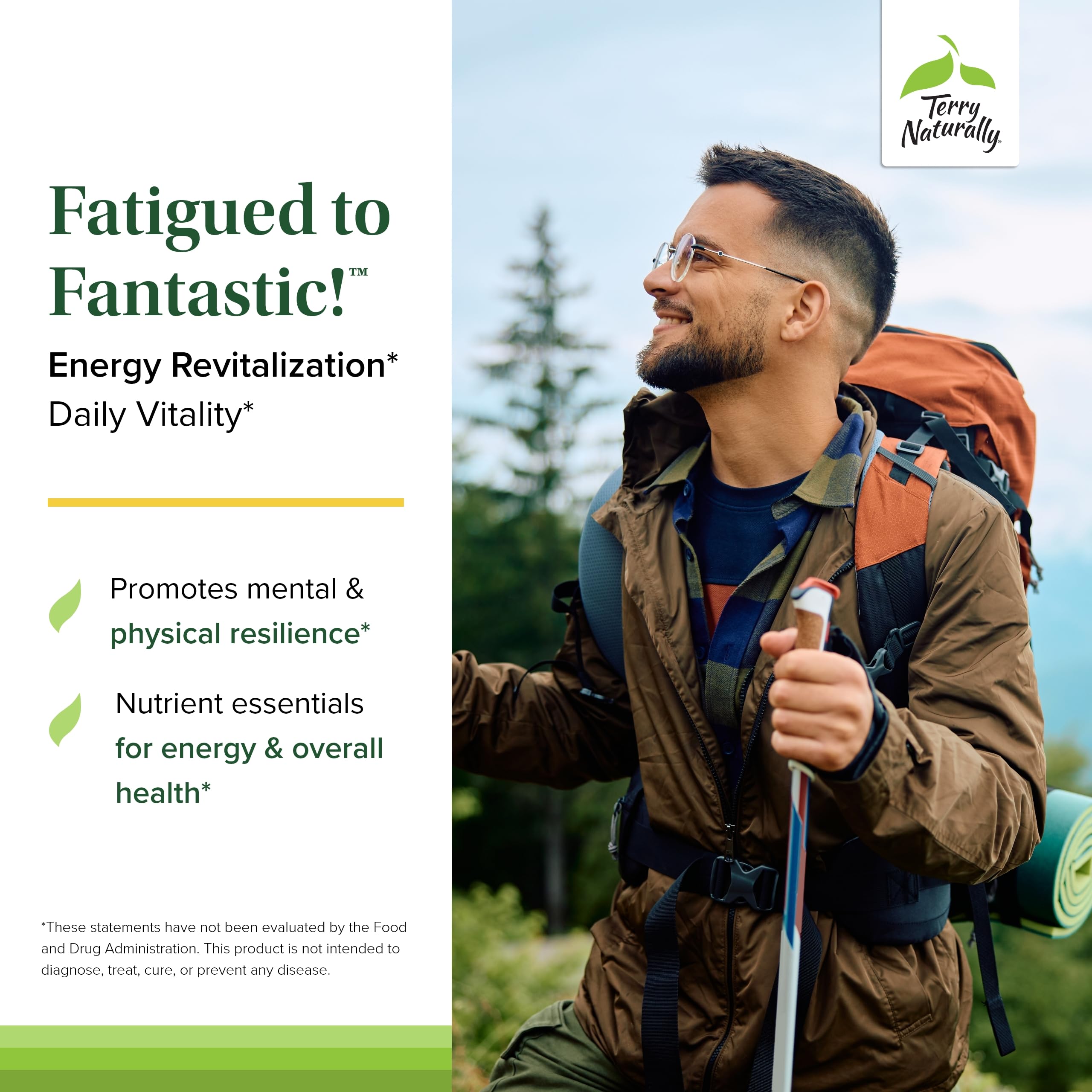 Terry Naturally Fatigued to Fantastic Energy Revitalization - Drink Mix for Energy with L-Tyrosine, Vitamins A, D3, E & B - Supports Heart Health - 12 Individual Packets (12 Servings) Terry Naturally uk supplements