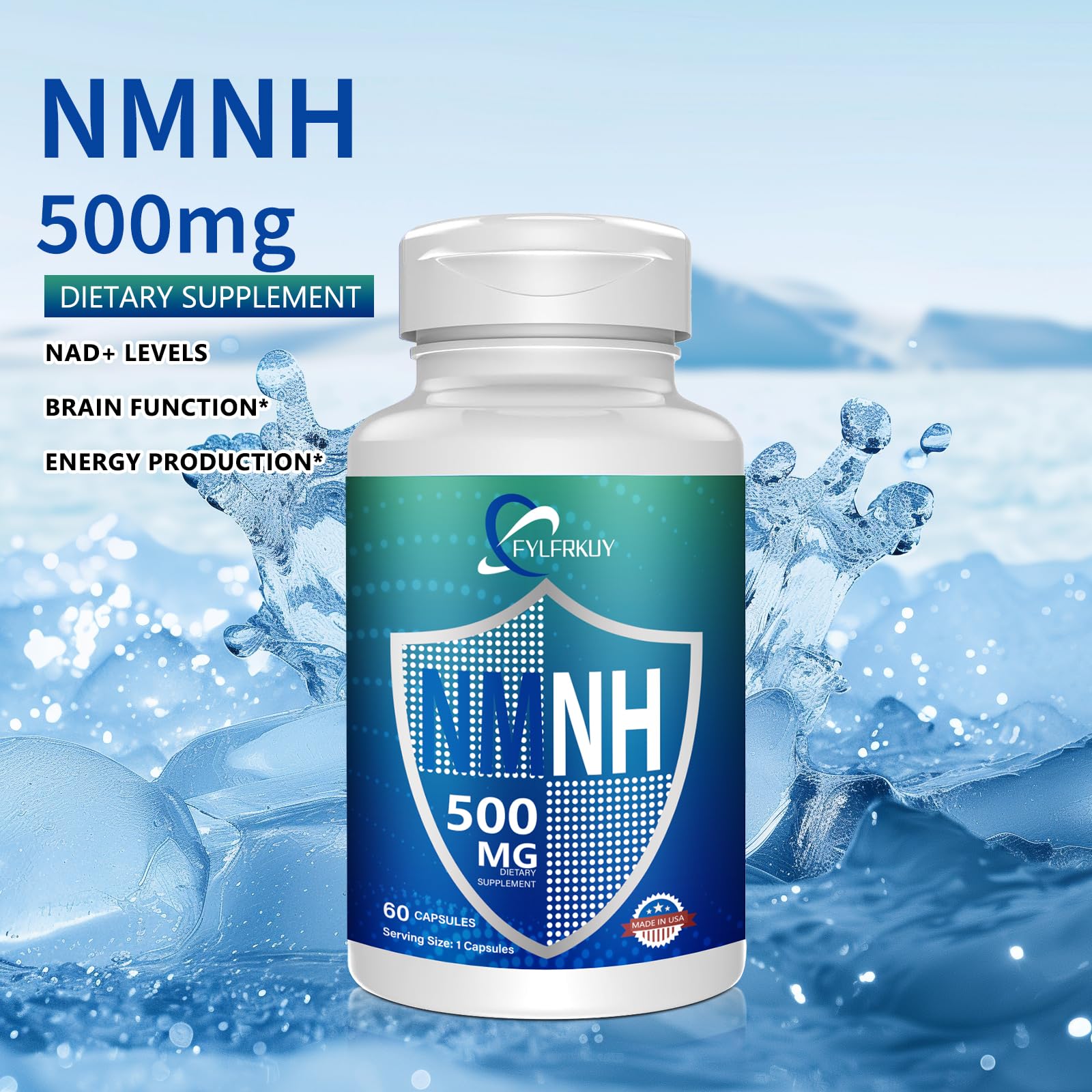 FYLFRKUY New NMNH 500mg Per Serving (Dihydronicotinamide Mononucleotide), NAD 𝐒𝐮𝐩𝐩𝐥𝐞𝐦𝐞𝐧𝐭𝐬 Pure Organic, More Effective Than NMN for Anti-Aging, Energy, Immunity, Focus - 60 Count FYLFRKUY uk supplements