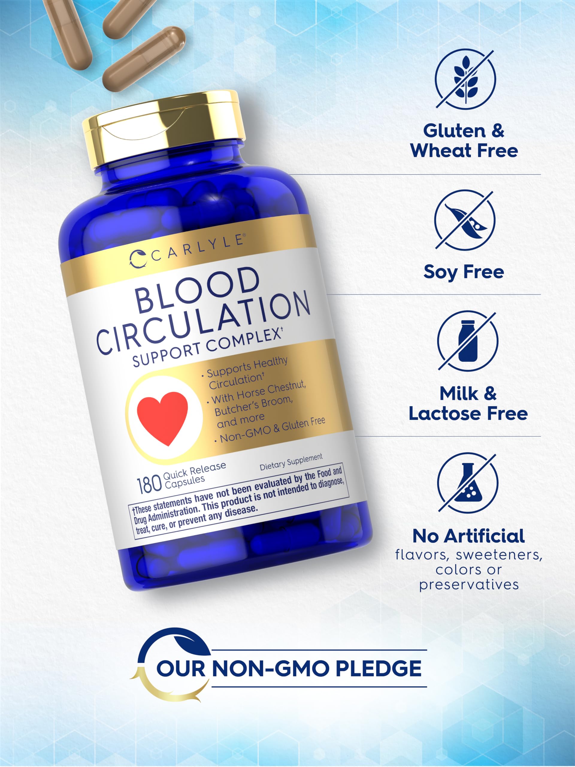 Carlyle Blood Circulation Supplement | 180 Capsules | Supports Healthy Circulation | Non-GMO, Gluten Free Carlyle uk supplements
