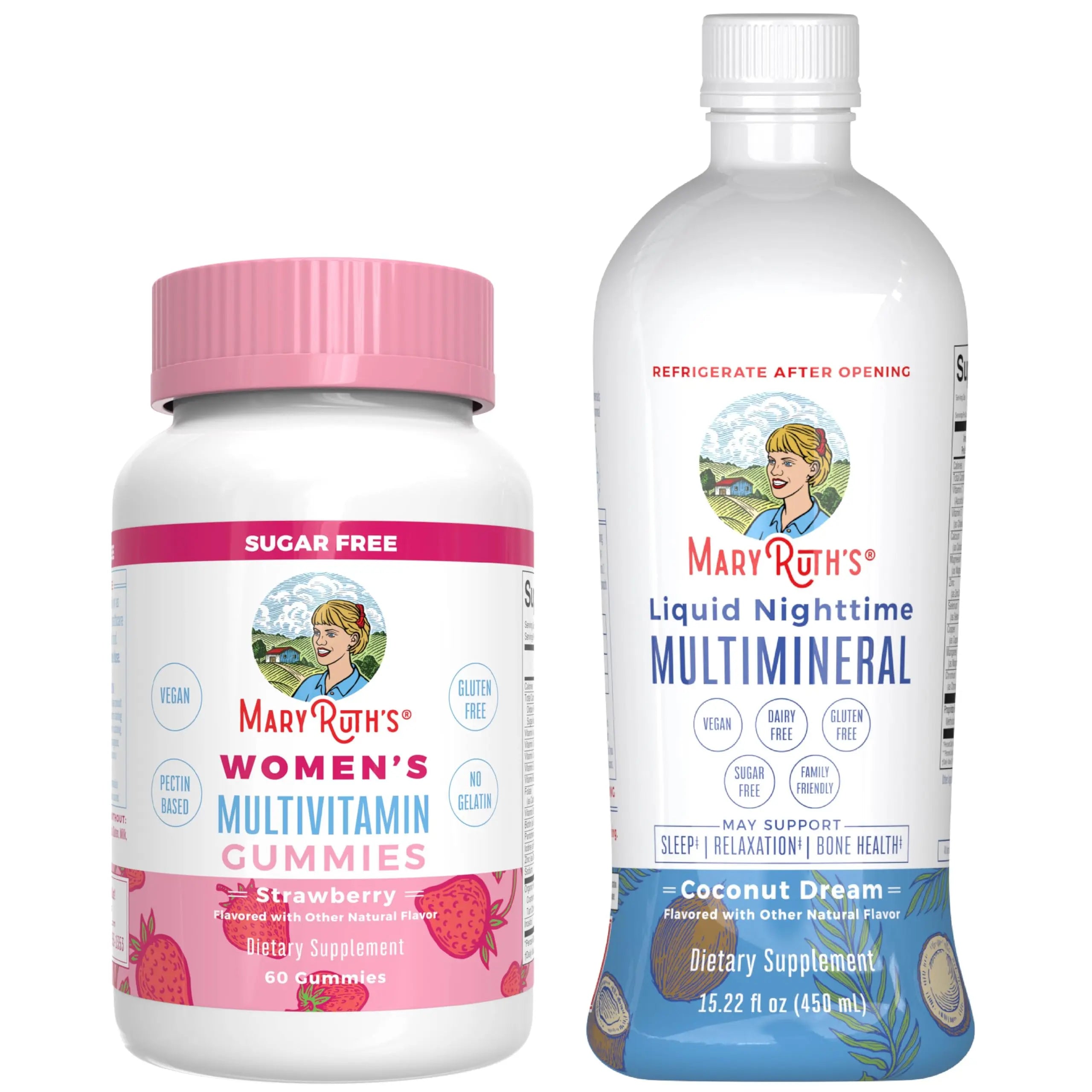 MaryRuth's Multivitamin Gummies for Women (Strawberry) & Liquid Nighttime Multimineral (Coconut, 15.22oz) | Clean Label Project Verified MARYRUTH'S uk supplements