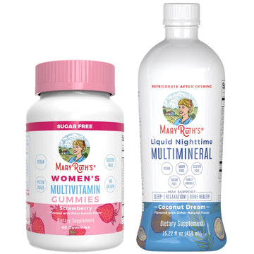 MaryRuth's Multivitamin Gummies for Women (Strawberry) & Liquid Nighttime Multimineral (Coconut, 15.22oz) | Clean Label Project Verified MARYRUTH'S uk supplements