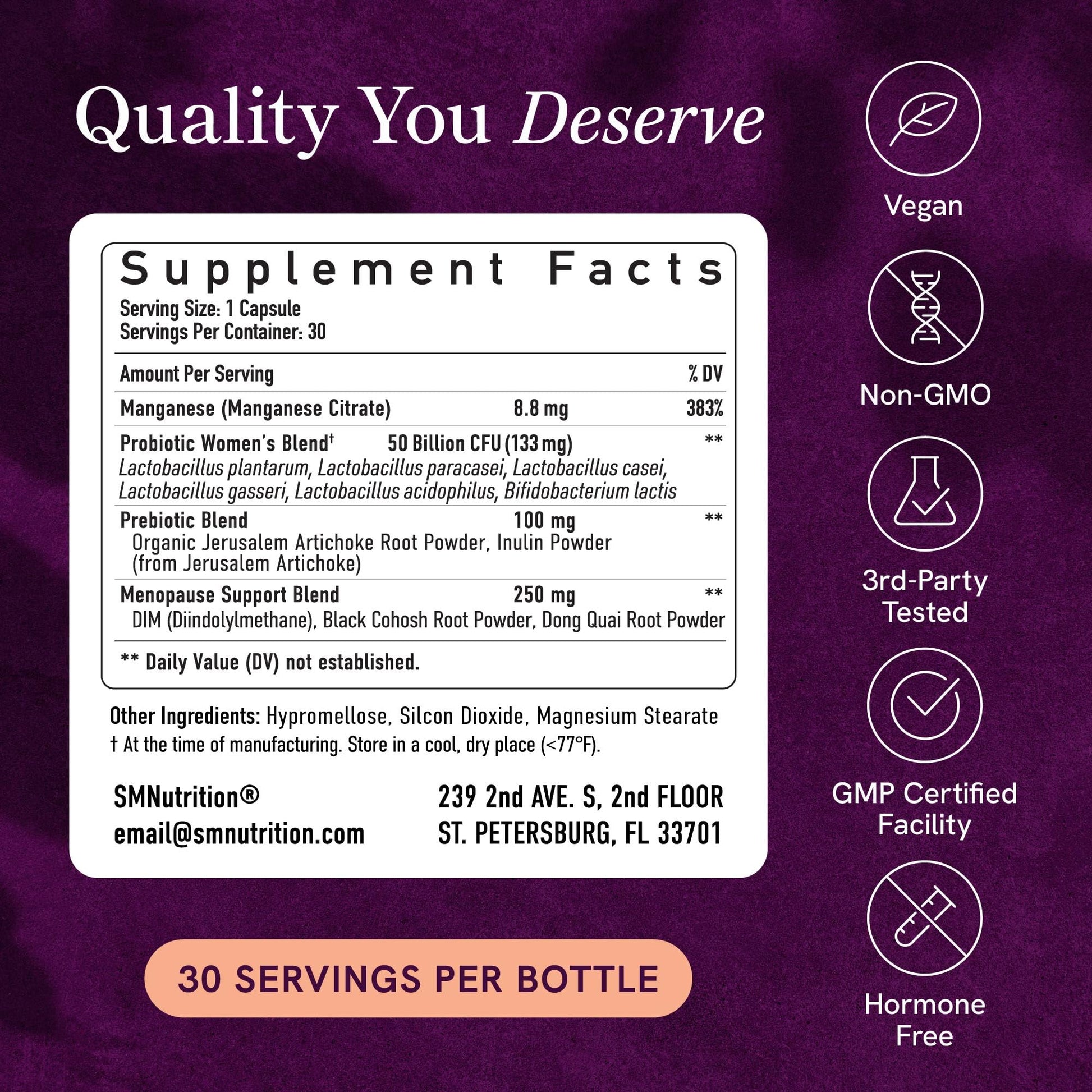 Menopause Support with Prebiotics and Probiotics for Women | Hormone Balance, Hot Flashes & Night Sweats | 50 Billion CFU, DIM & Black Cohosh | Triple Action Menopause Supplements for Women | 30 Ct SMNutrition uk supplements