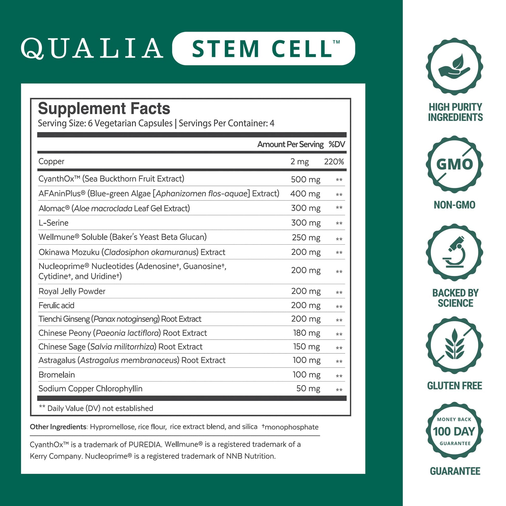 Qualia Stem Cell — Stem Cell Supplement Support with Royal Jelly, Astragalus & Sea Buckthorn | 16 Ingredients | 4 Days a Month | Helps Body Naturally heal* QUALIA LIFE SCIENCES uk supplements