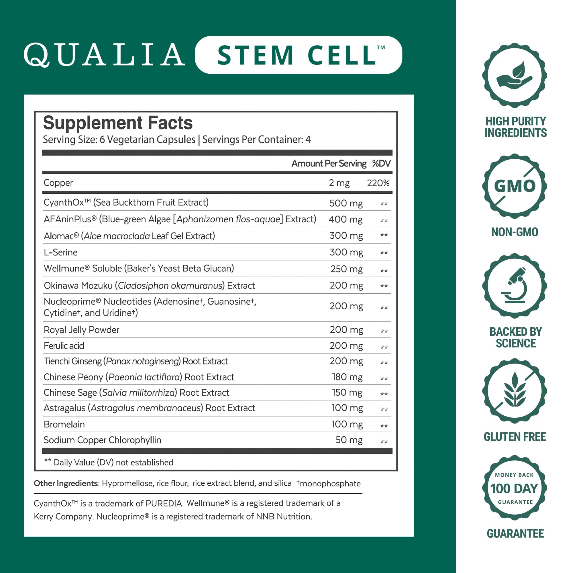Qualia Stem Cell — Stem Cell Supplement Support with Royal Jelly, Astragalus & Sea Buckthorn | 16 Ingredients | 4 Days a Month | Helps Body Naturally heal* QUALIA LIFE SCIENCES uk supplements