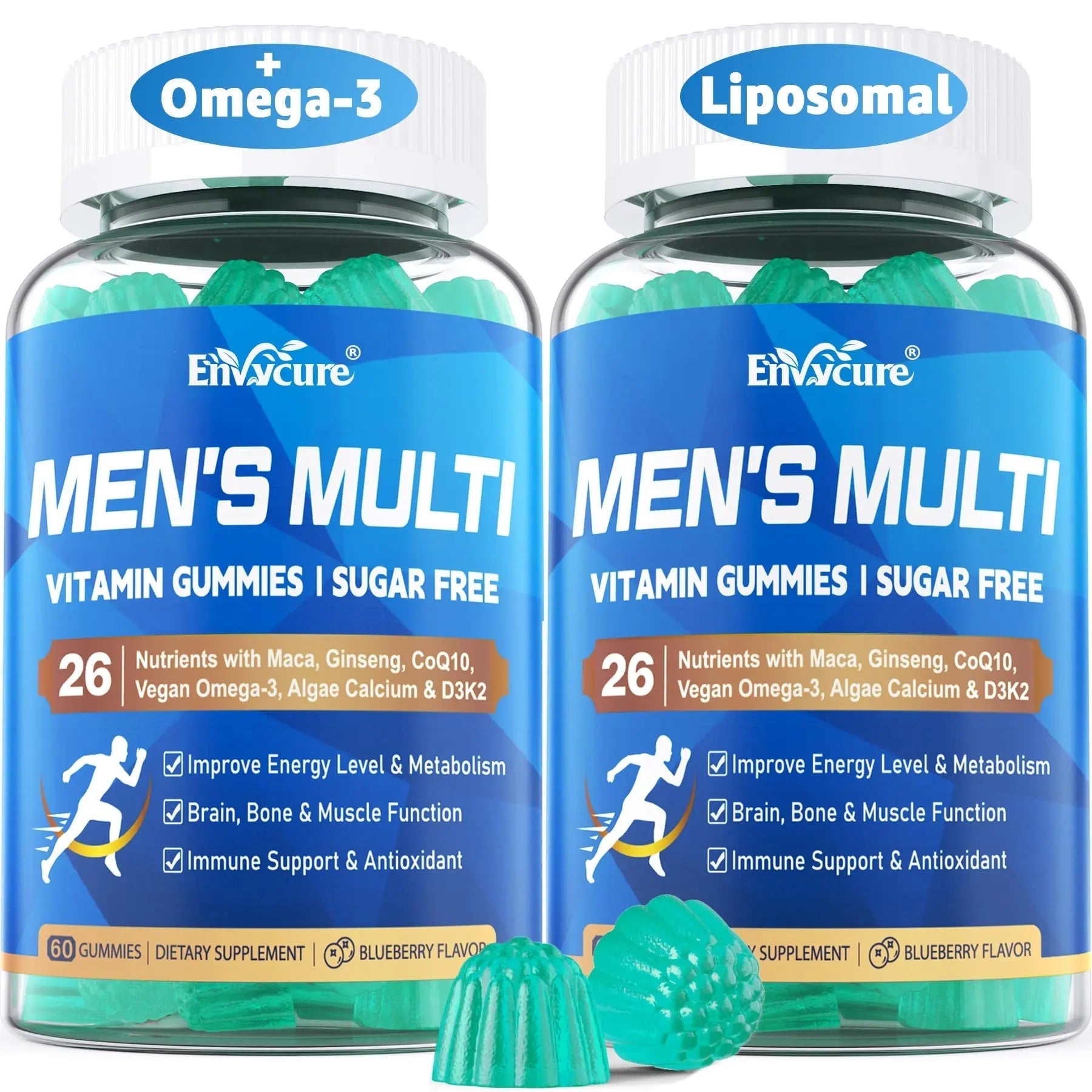 Methylated Multivitamin for Men Gummies, Vegan Omega 3, CoQ10, Zinc, Vitamin A C D3 K2 E B Complex, Calcium, Magnesium, Lycopene EnvyCure uk supplements