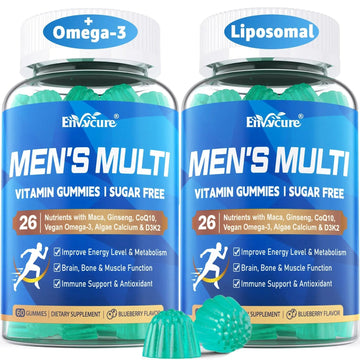 Methylated Multivitamin for Men Gummies, Vegan Omega 3, CoQ10, Zinc, Vitamin A C D3 K2 E B Complex, Calcium, Magnesium, Lycopene EnvyCure uk supplements