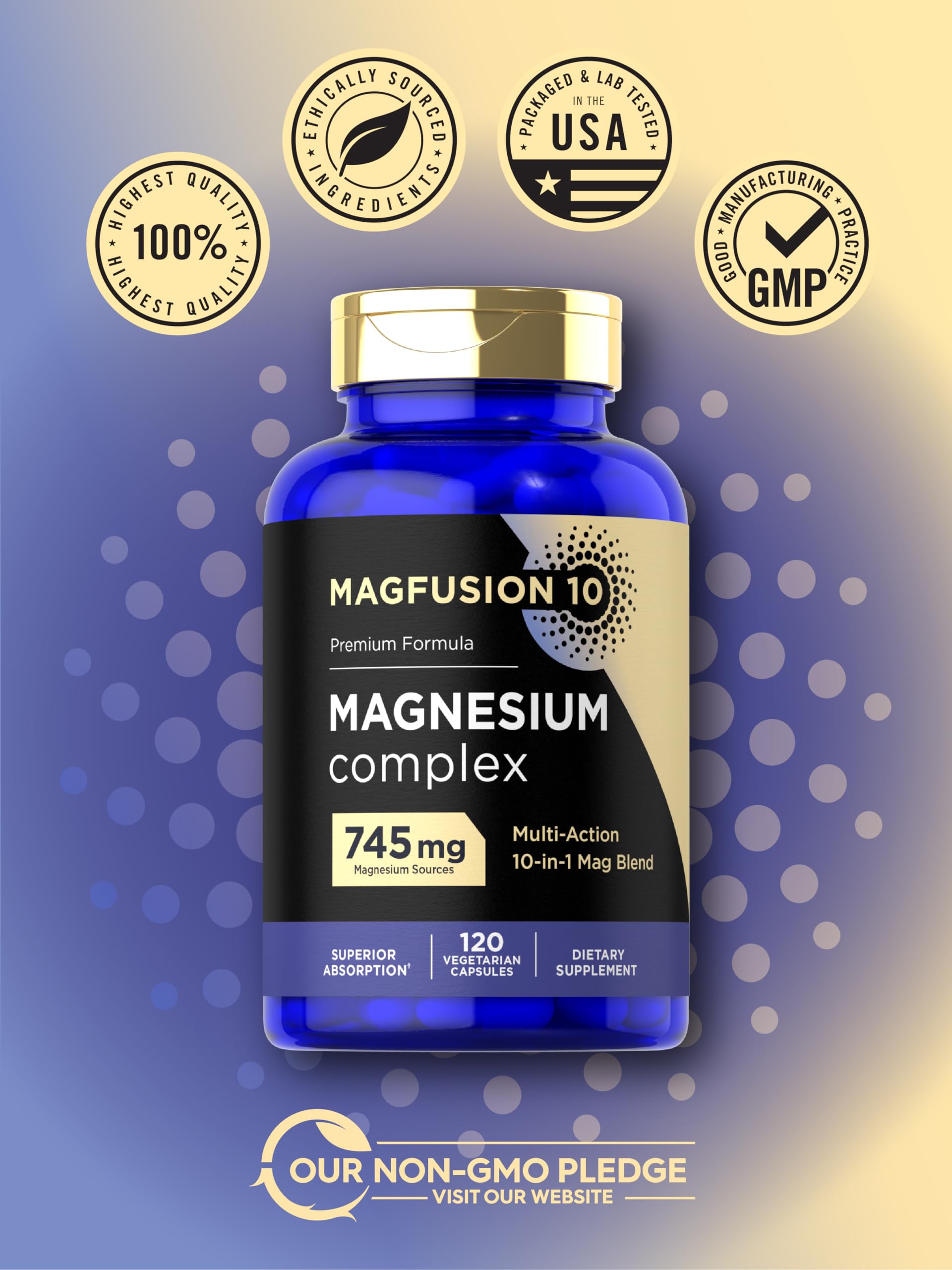 Magfusion-10 Magnesium Complex Supplement 745mg | 120 Capsules | 10 in 1 Blend | Vegetarian, Non-GMO, Gluten Free Magfusion-10 uk supplements