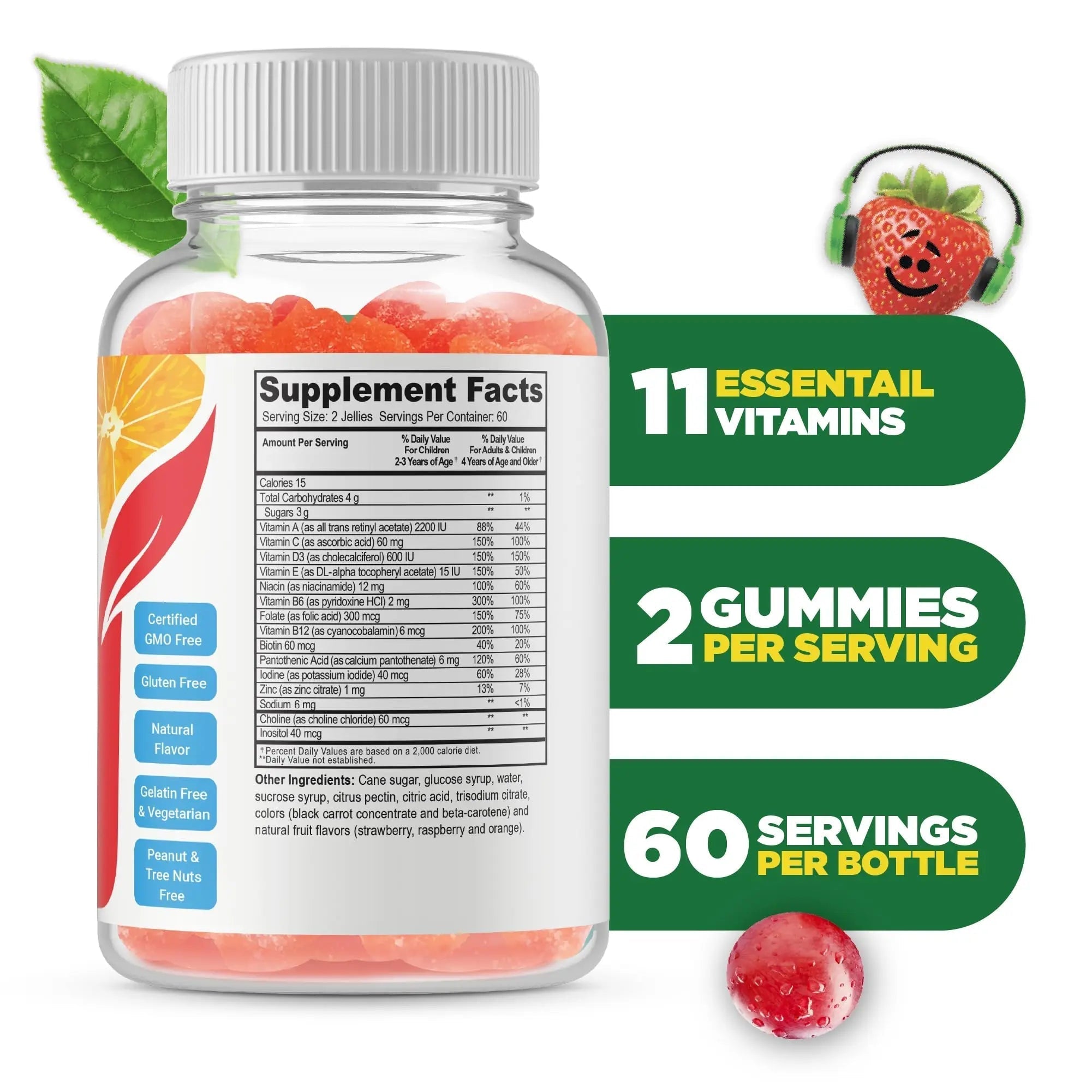 Doctors Finest Multivitamin Gummies for Kids - Vegetarian, GMO-Free & Gluten Free - Great Tasting Fruit Flavors Pectin Chews - 120 Jellies Doctors Orders uk supplements