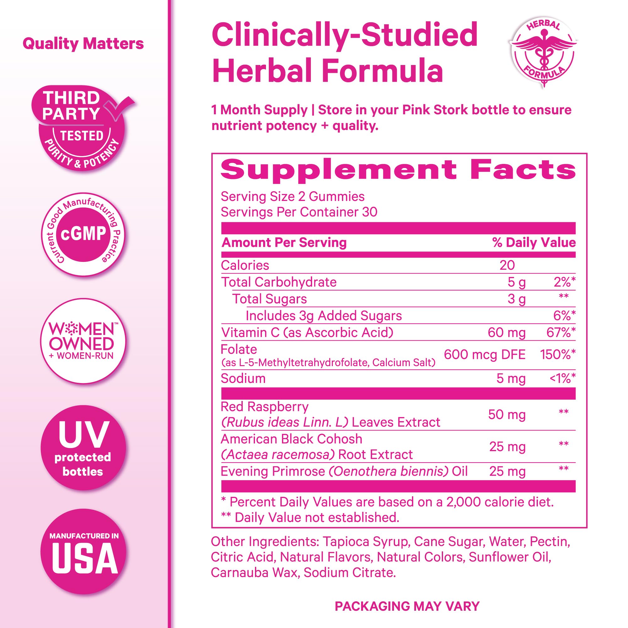 Pink Stork Hormone Balance Gummies for Women – PMS, Menopause & Estrogen Support – Mood, Bloating, Hot Flashes & Energy – Red Raspberry Leaf, Black Cohosh, Primrose – 60 Vegan Gummies Pink Stork uk supplements