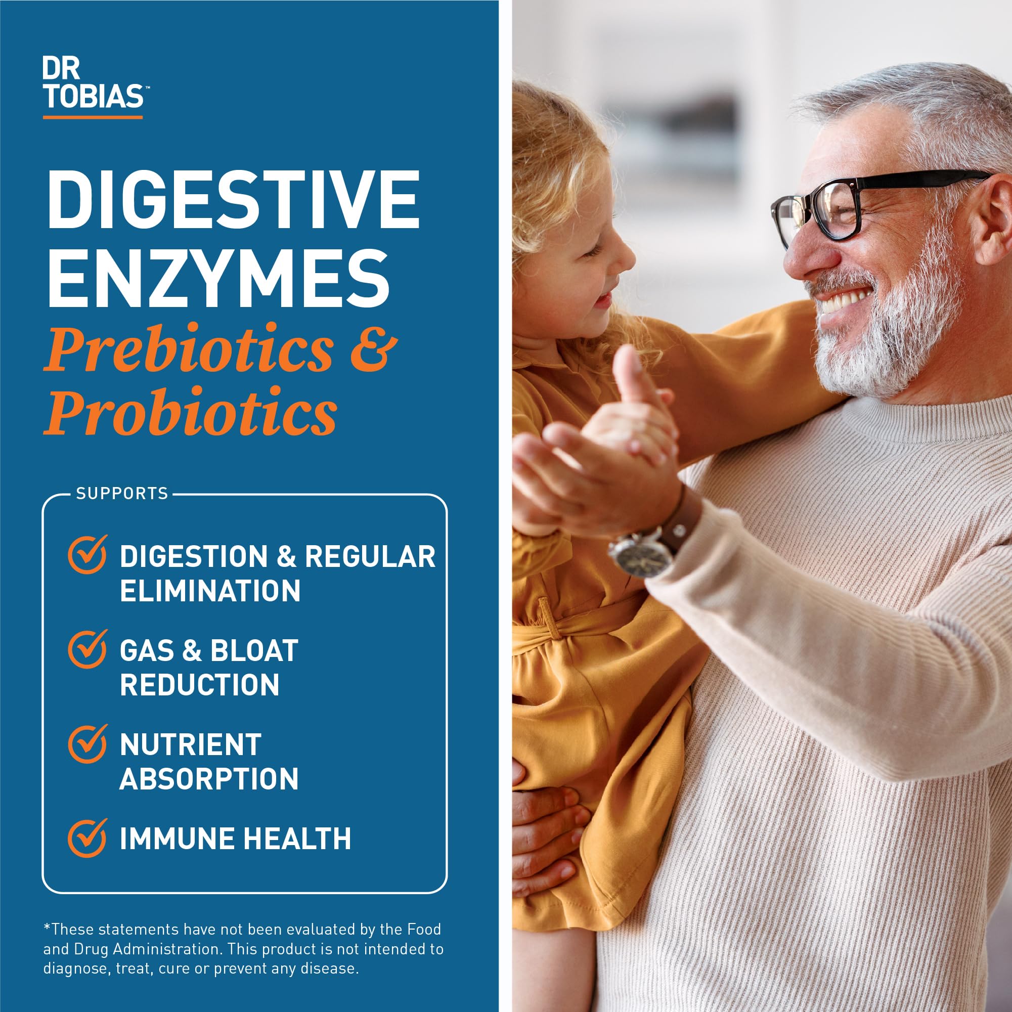 Dr. Tobias Digestive Enzymes with Probiotics, Prebiotics and Postbiotics Bromelain, Amylase, Lipase, for Better Digestion & Immune Function, 60 Capsules, 30 Servings (2 Daily) Dr. Tobias uk supplements