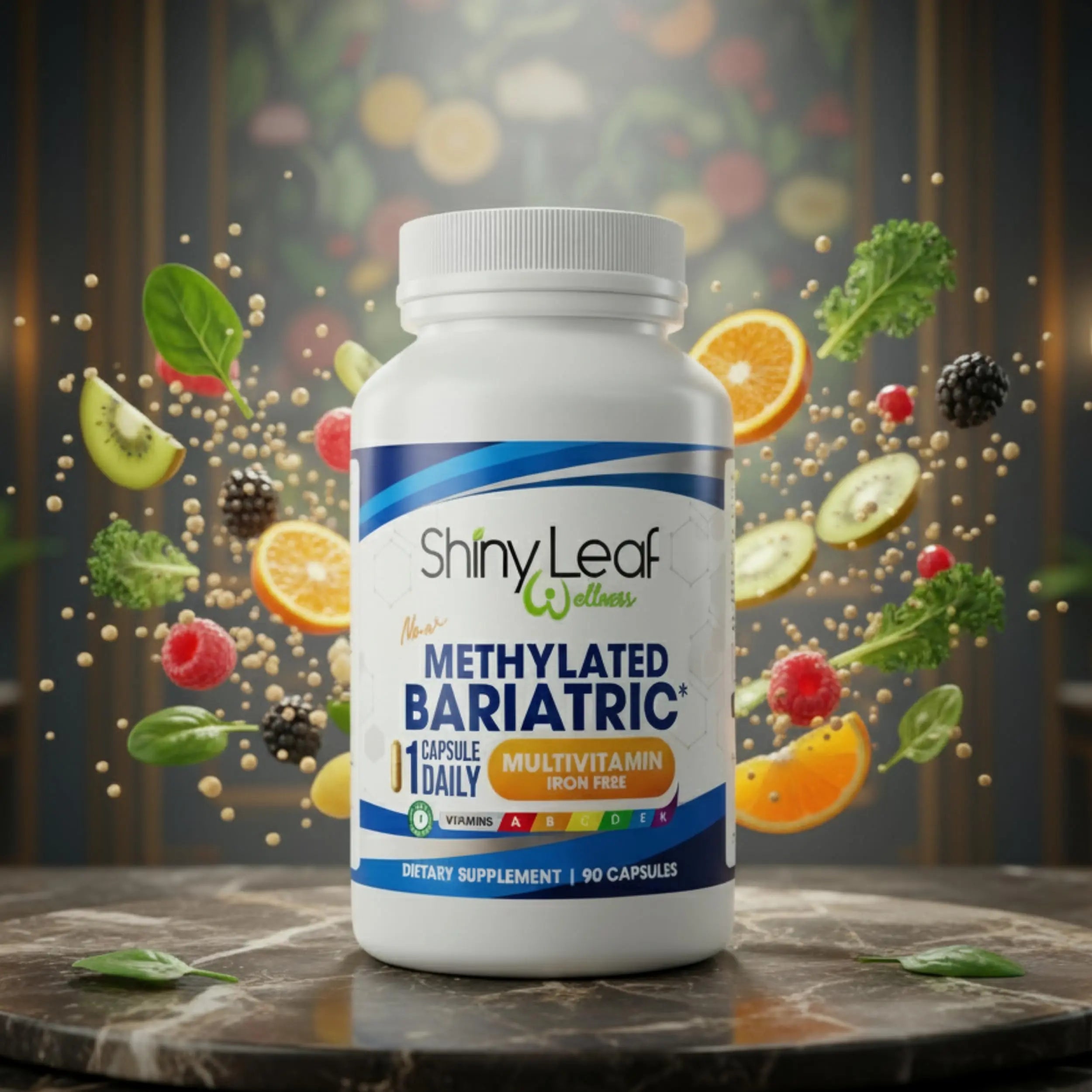 Shiny Leaf Methylated Bariatric Multivitamin Without Iron – Vitamins for Gastric Bypass & Sleeve, 1 Daily Capsule W Methylated Folate, B12, A, C, D, K Shiny Leaf uk supplements